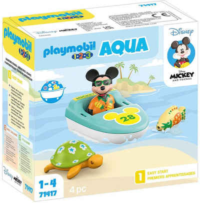 Playmobil® Konstruktions-Spielset 1.2.3 & Disney: Mickys Bootstour (71417), Disney & Mickey and Friends, (4 St), Aqua, Made in Europe