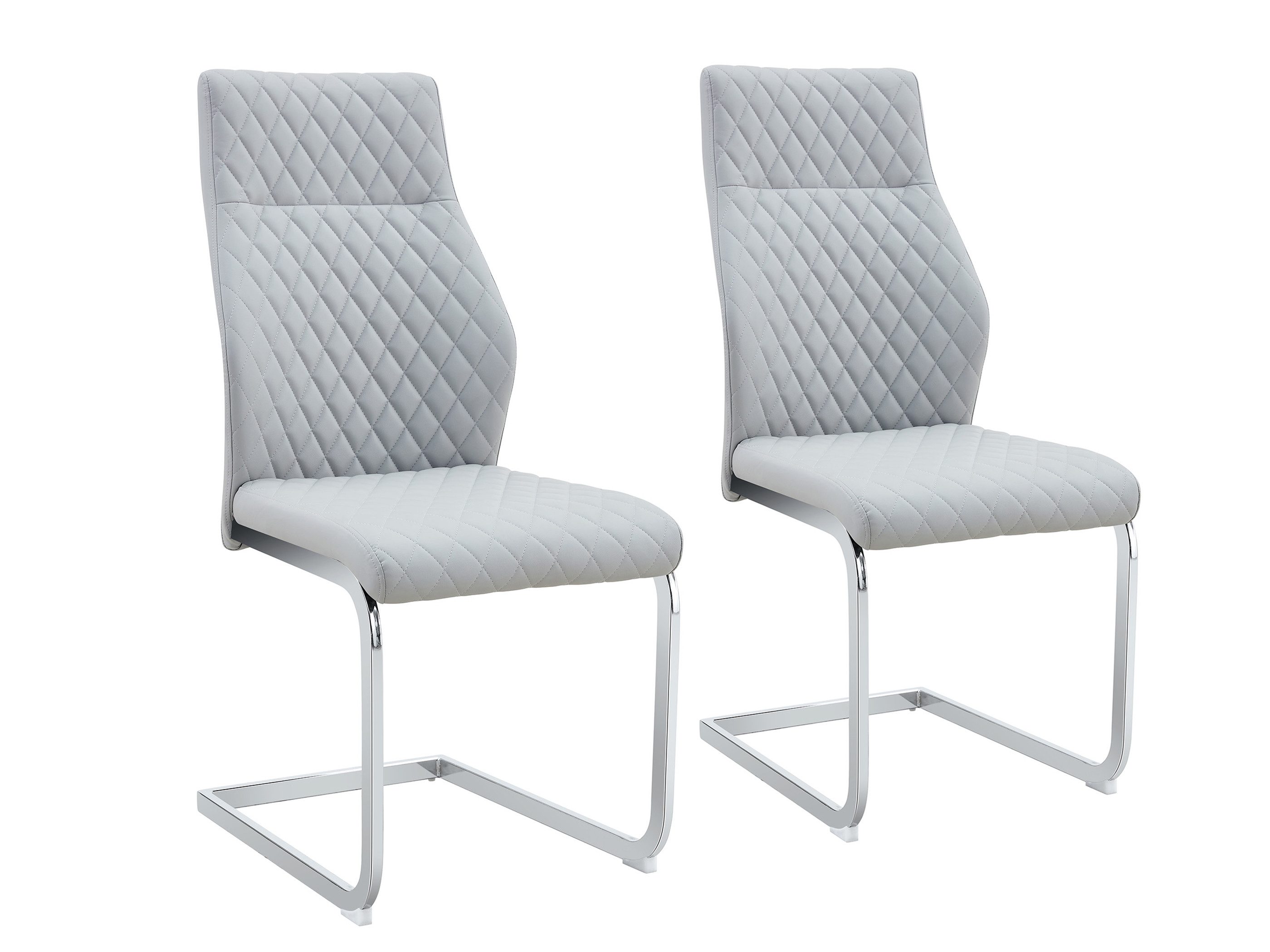 SeedWave Freischwinger 2er Set Esszimmerstuhl aus PU-Leder, Hohe Rückenlehne mit Rautenstepp, Metallgestell Küchenstühle, 5cm dicker Schaumstoff gefüllt