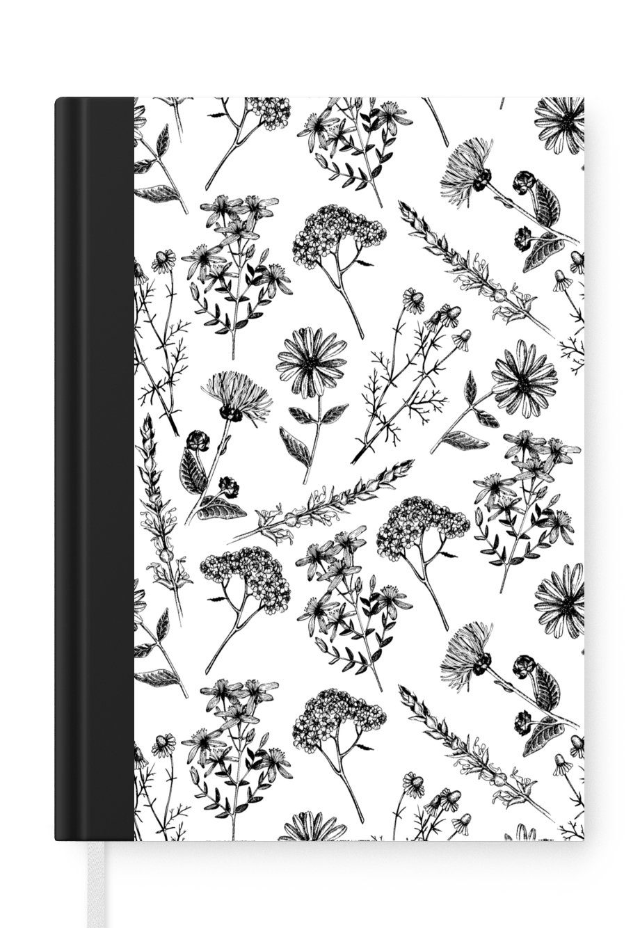 MuchoWow Notizbuch Blumen - Kräuter - Muster, Journal, Merkzettel, Tagebuch, Notizheft, A5, 98 Seiten, Haushaltsbuch