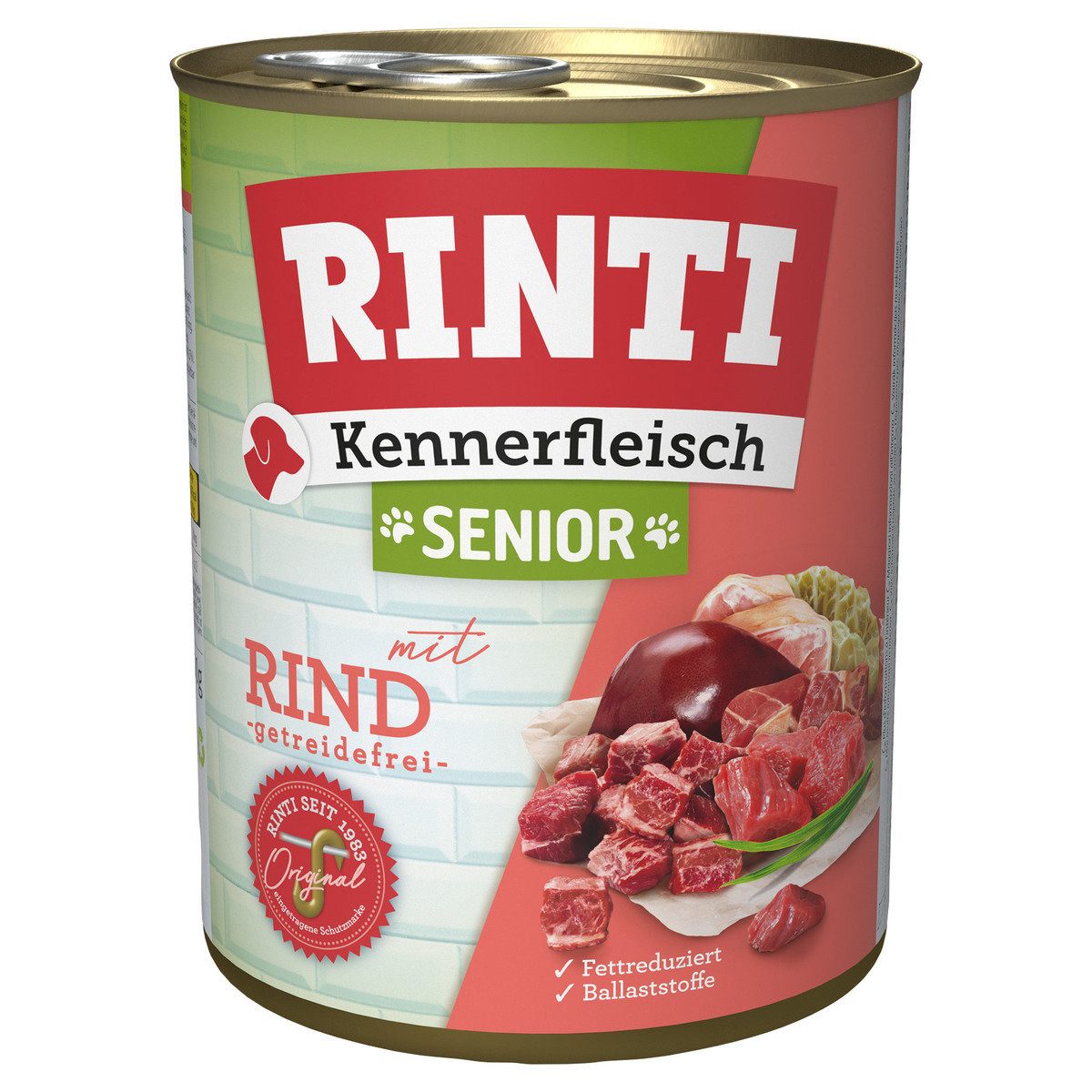 Rinti Kennerfleisch Senior mit Rind 800 g - 12 Stück, Nassfutter für: Hund von Rinti