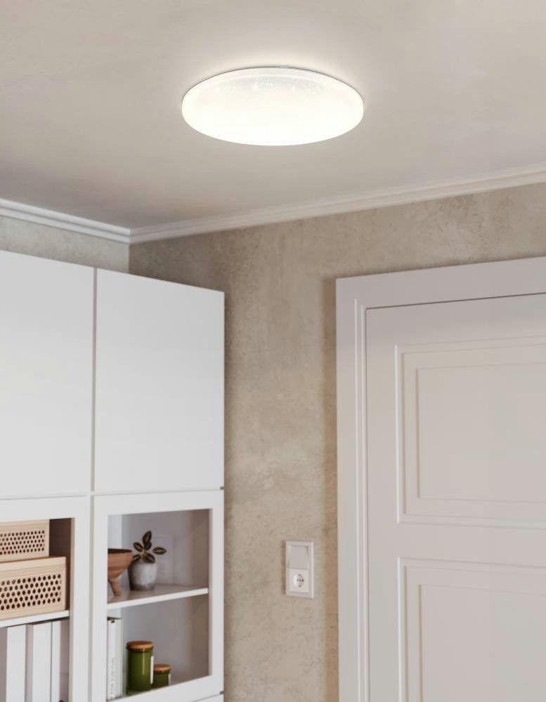 EGLO LED Deckenleuchte FRANIA-S Deckenlampe, weiß, Kristalleffekt, geringe Aufbauhöhe, LED fest integriert, Warmweiß, Wohzimmer, Küche, Esszimmer, Flur, modern, rund