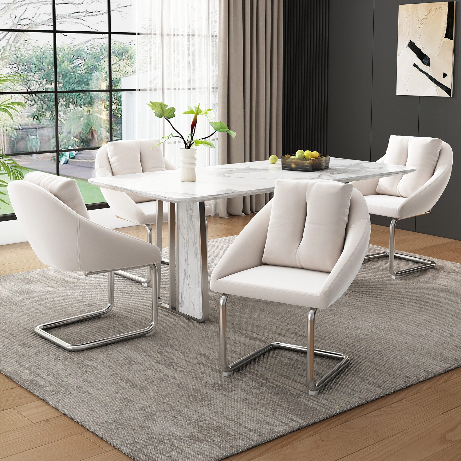 Flieks Freischwinger (Set, 4 St), 4er Set Esszimmerstühle mit Rückenkissen günstig online kaufen