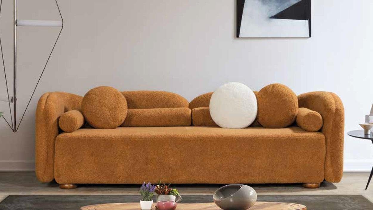 3tlg Möbel Design Stoff Sofa Couch Sofagarnitur JVmoebel Sitzpolster Orange Sofa, Couchen