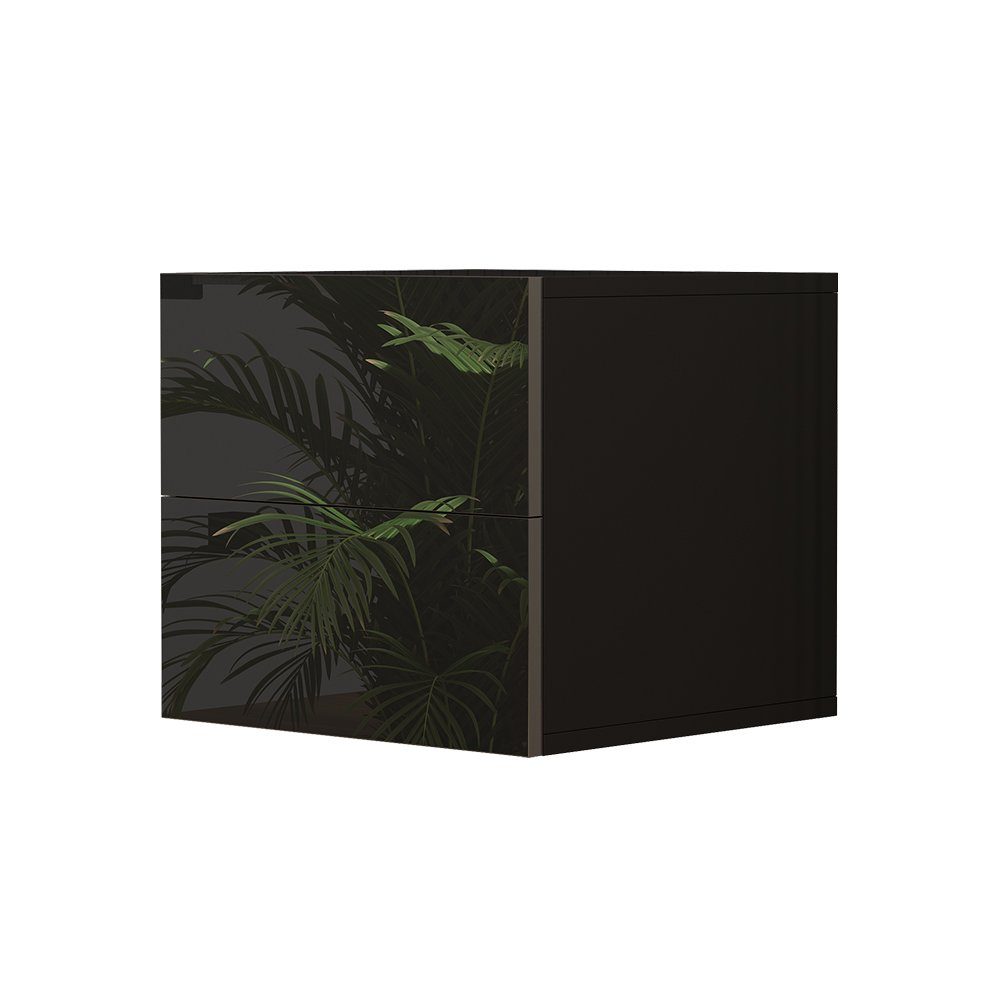 Nachtschrank Sofie, Schwarz Hochglanz, 49.6 x 51.2 cm