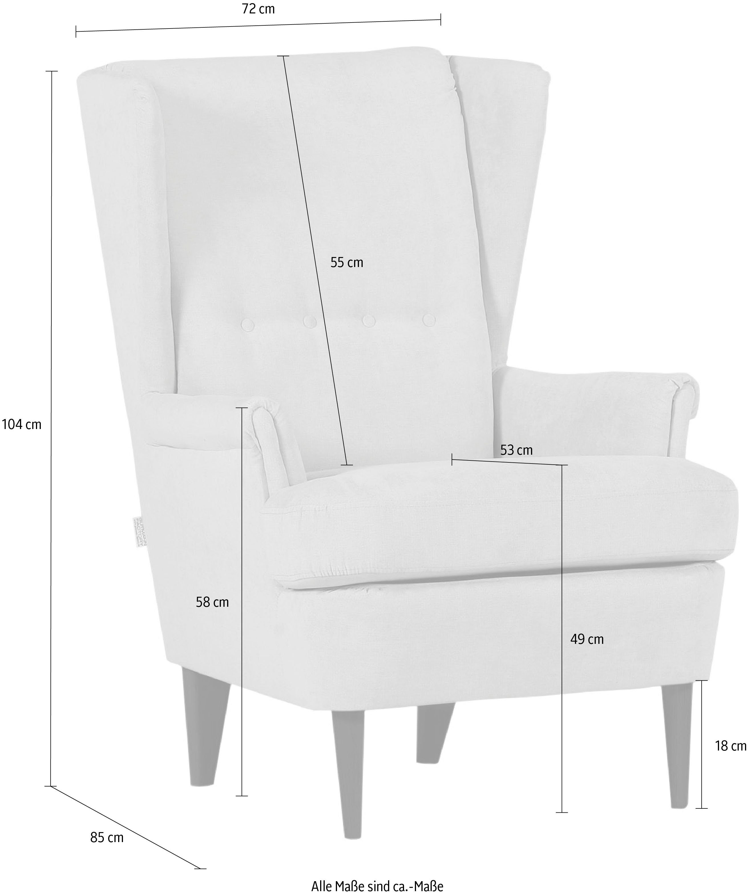 Gutmann Factory Ohrensessel Versailles, Gestell antikfarben oder eiche natur