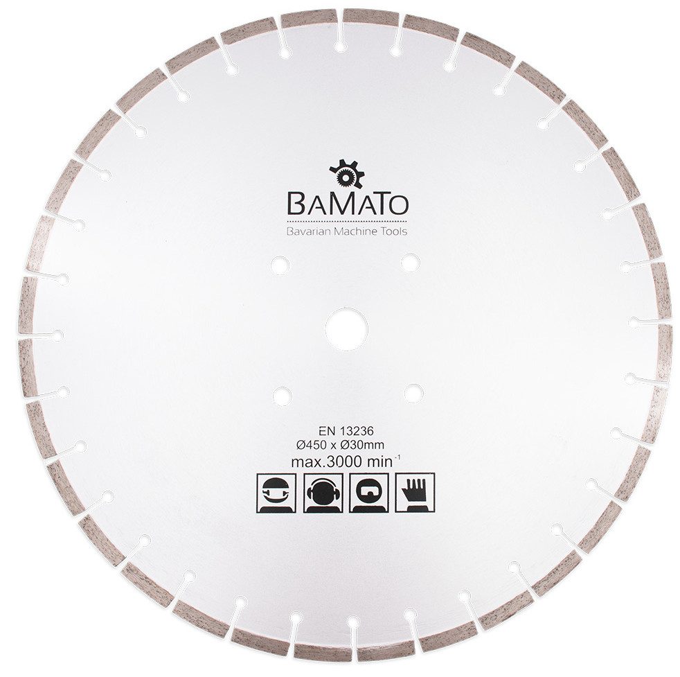 BAMATO Diamanttrennscheibe 450 x 30 mm Diamantscheibe für Baustellenmaterialien, Ziegel, Beton