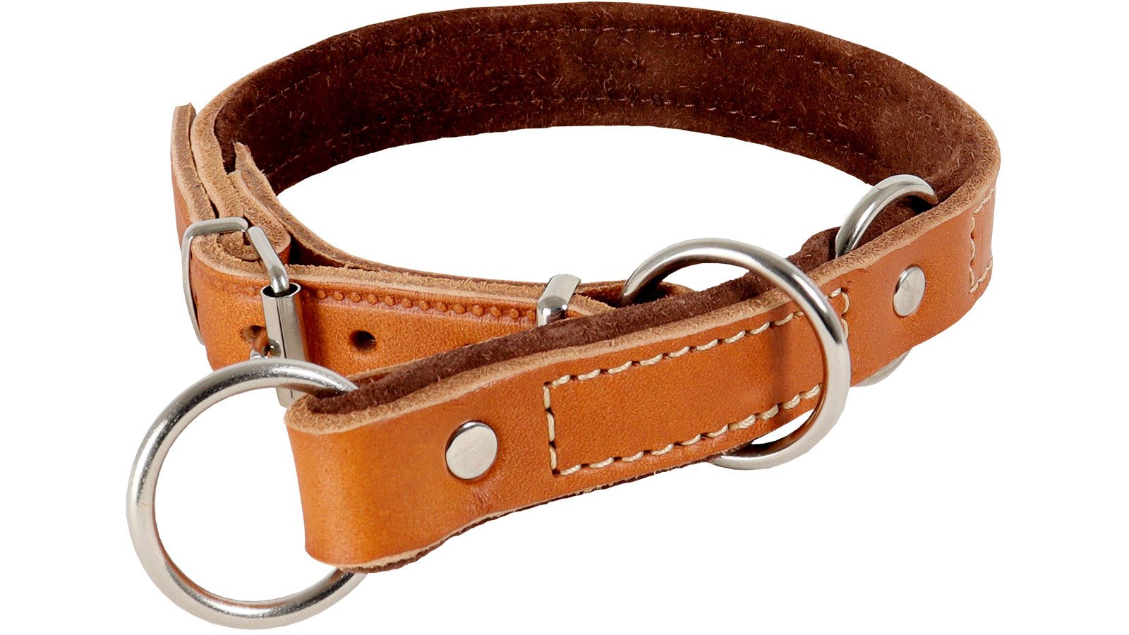 AKAH Hunde-Halsband AKAH Würger mit Begrenzung mit Yakleder unterlegt