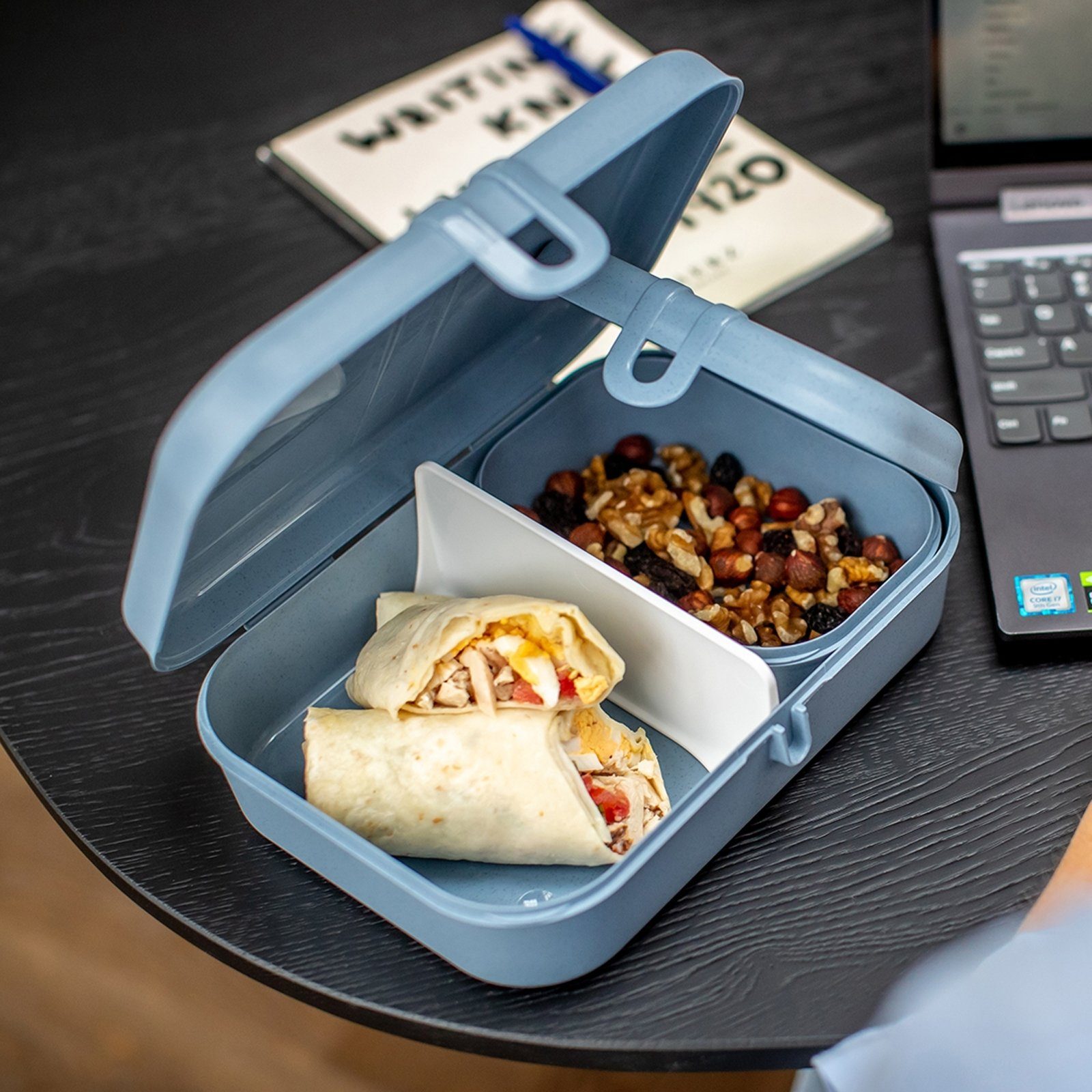 L, 1-tlg), Trennsteg Lunchbox mit PASCAL (Stück, Kunststoff Blau Brotdose Lunchbox KOZIOL Kunststoff,