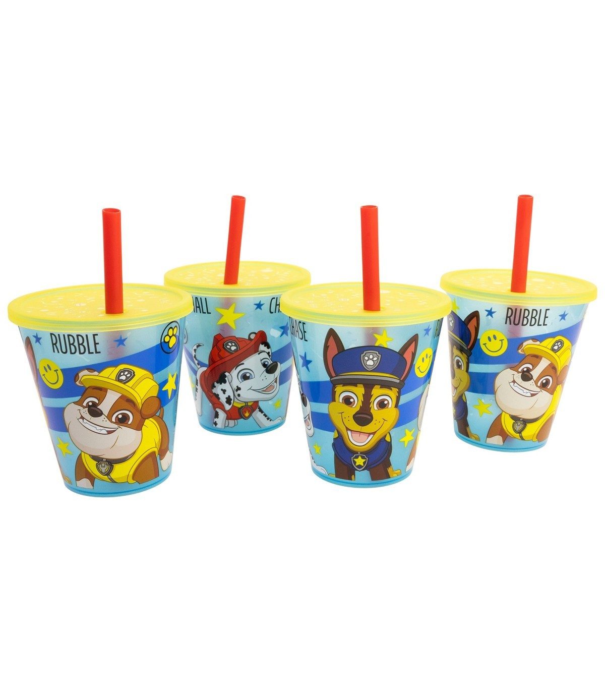 PAW PATROL Becher Kinder Becher Set 4 teilig 285 ml Becher mit Trinkhalm, 4-tlg.