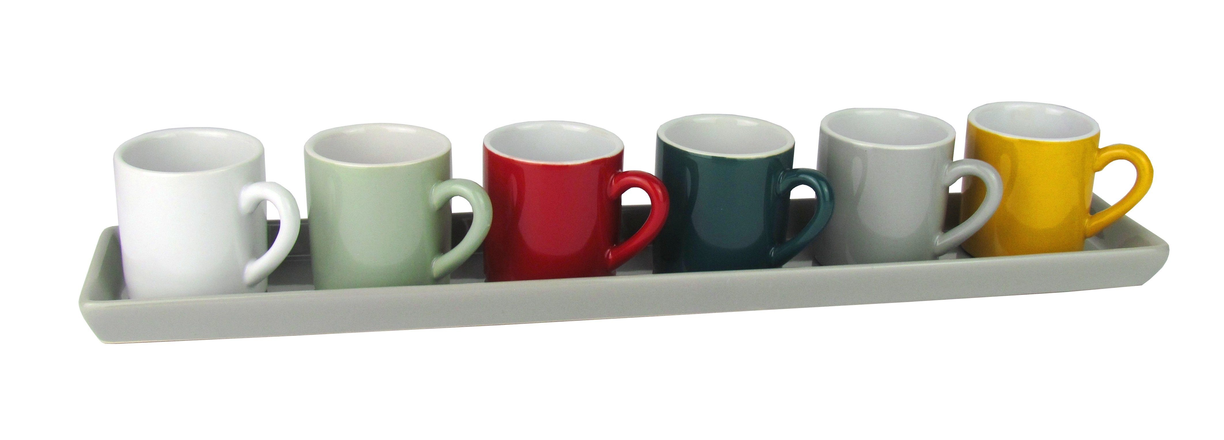 Espresso-Set de Gourmet Steingut, Espressotasse teilig, aus Buntes spülmaschinengeeignet, Mikrowellengeeignet 7 Secret hochwertigem