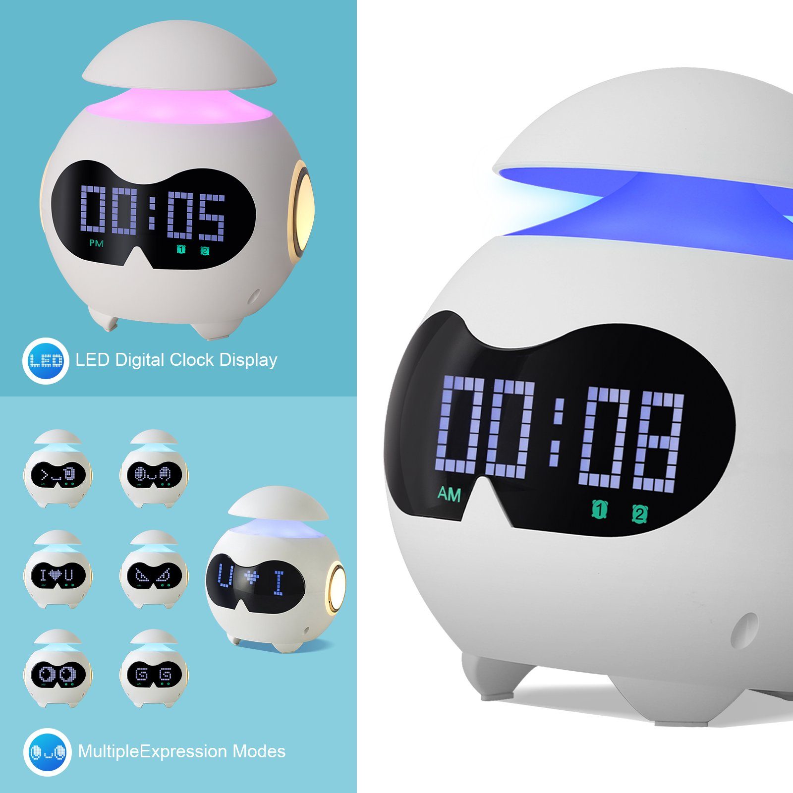 Sunicol Wecker LED Lichtwecker mit Bluetooth-Lautsprecher, Kinder Nachtlich günstig online kaufen