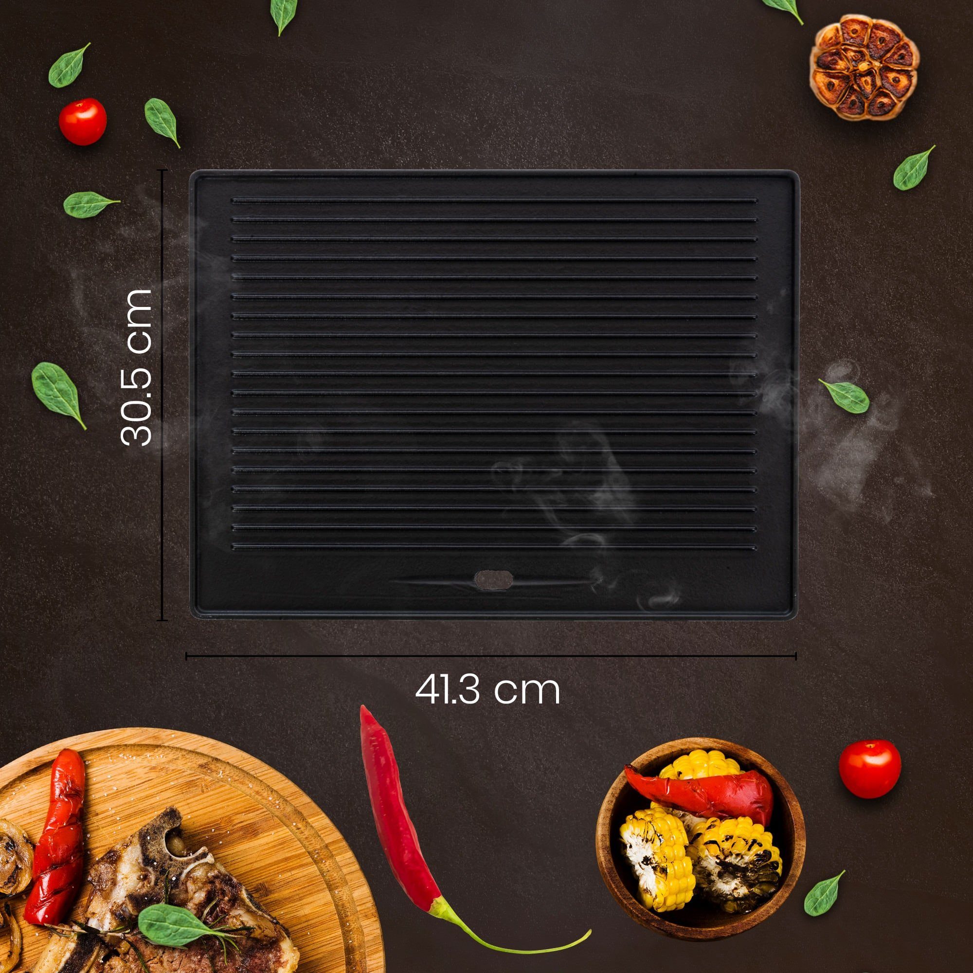 CLP Grillplatte Grillplatte (1er), aus Gusseisen, beidseitig nutzbar