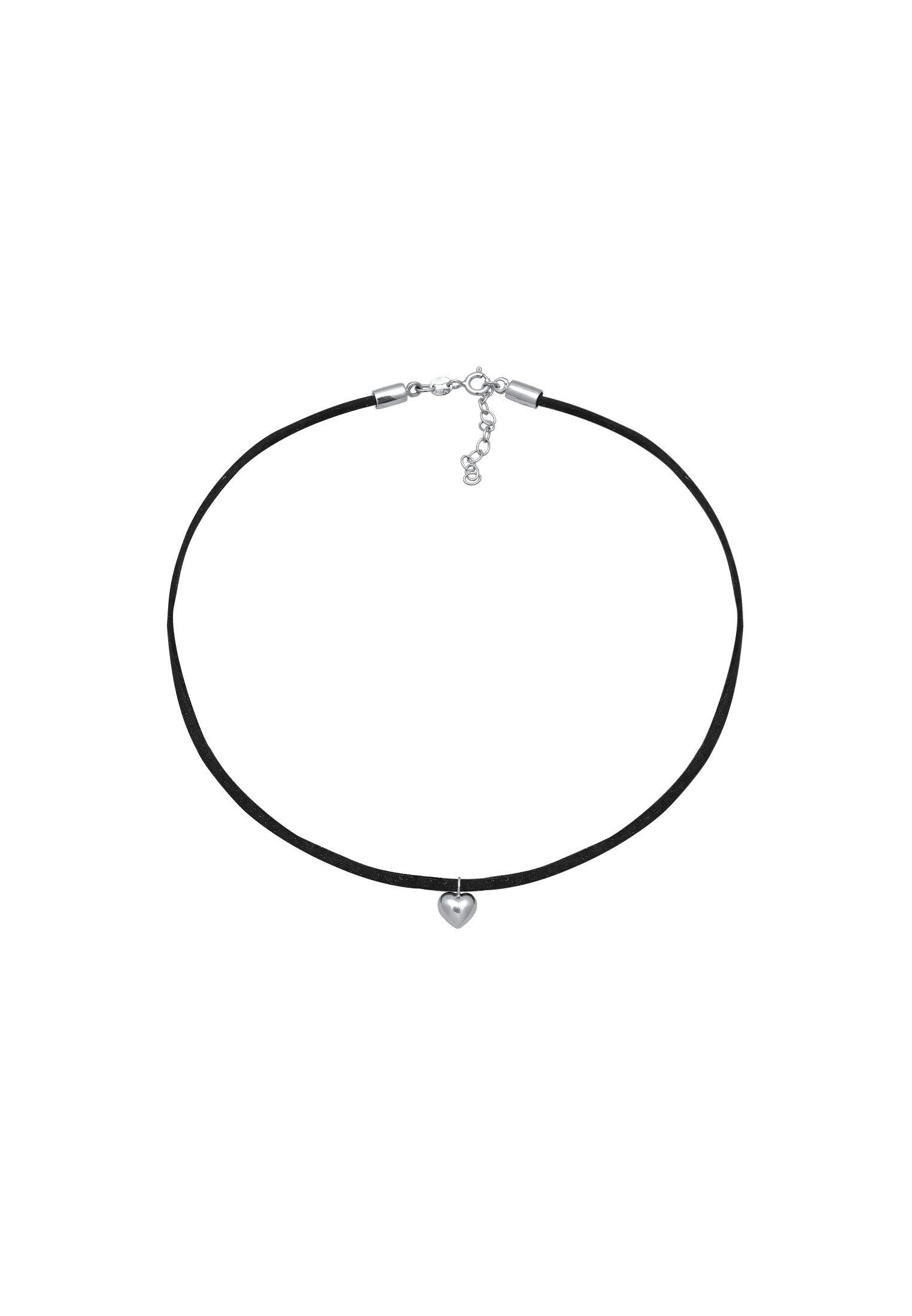 Elli Choker Lederkette synthetisch Herz Anhänger 925 silber