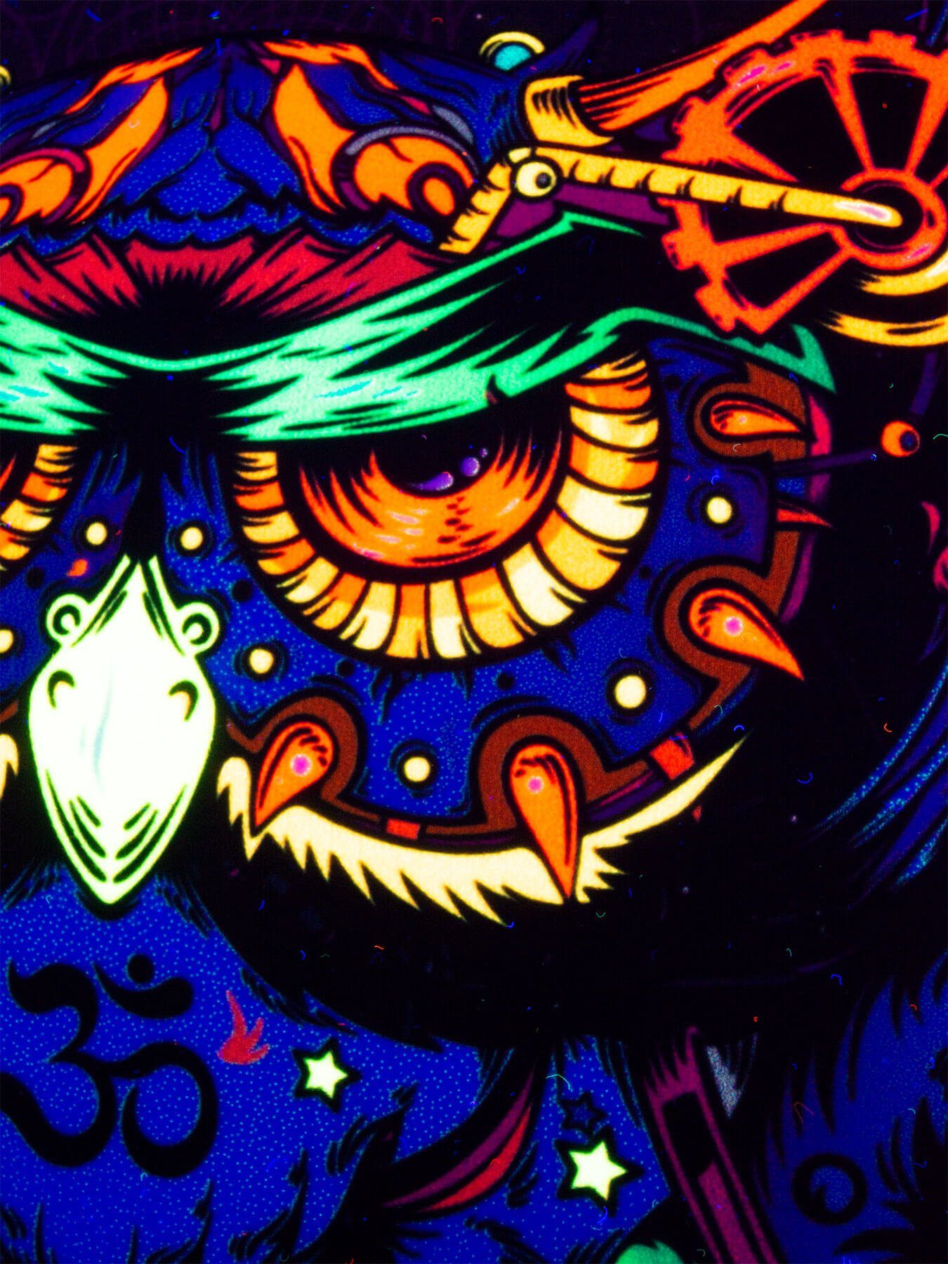 PSYWORK Dekokissen PSYWORK Schwarzlicht Kissen Owl", leuchtet unter Neon Schwarzlicht 30x50cm, UV-aktiv, "Sentymo