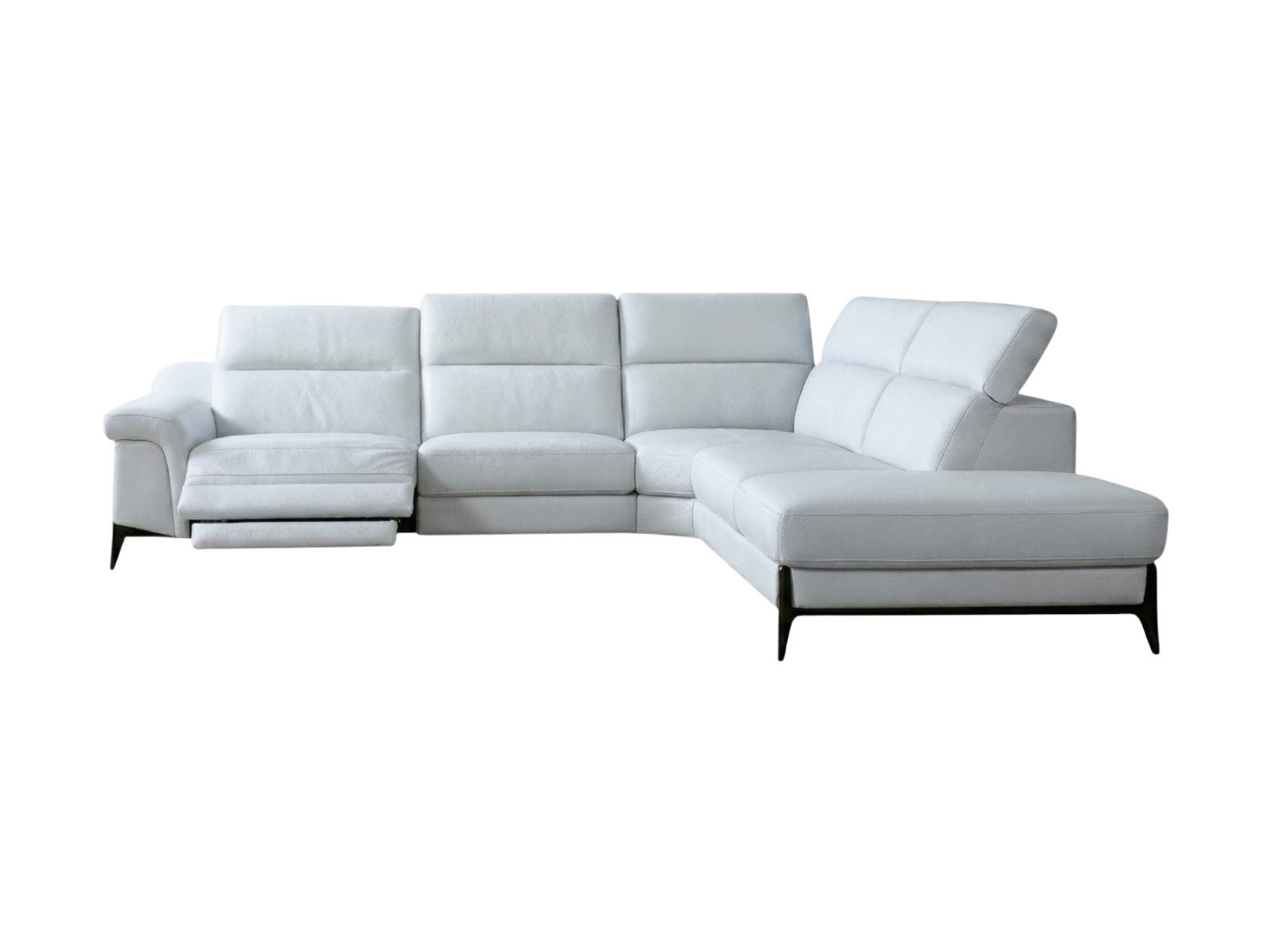 Villa Möbel Ecksofa Texas, L-Form 1 Teile, Echtleder-Ecksofa Kopfteilverstellung - Relaxfunktion fürs Wohnzimmer