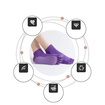 Lubgitsr Sneakersocken Yoga Socken Anti-Rutsch-Socken (1 Paare) für Pilates,Yoga,Lila (1-Paar)