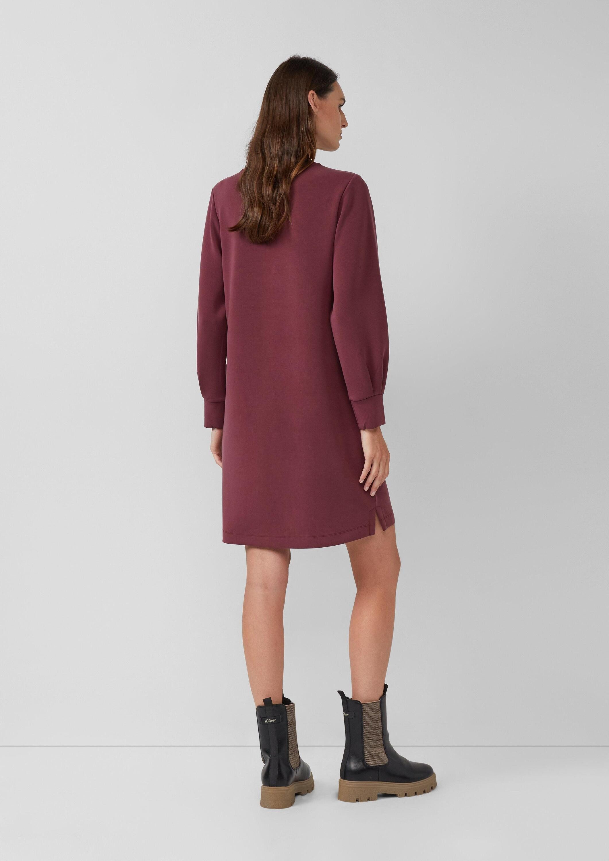 s.Oliver Midikleid Kleid Scuba-Kleid mit weitem Arm und Eingrifftaschen