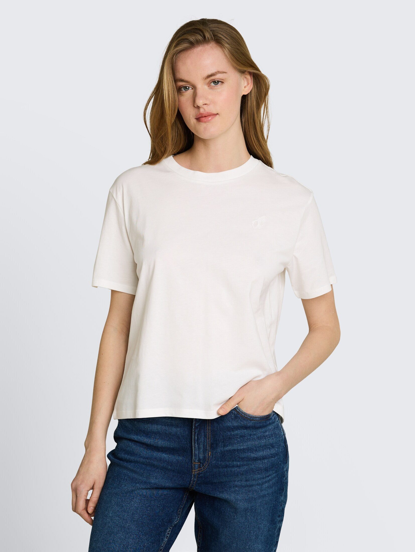 TOM TAILOR Denim T-Shirt T-Shirt Boxy Fit T-Shirt mit Stickerei