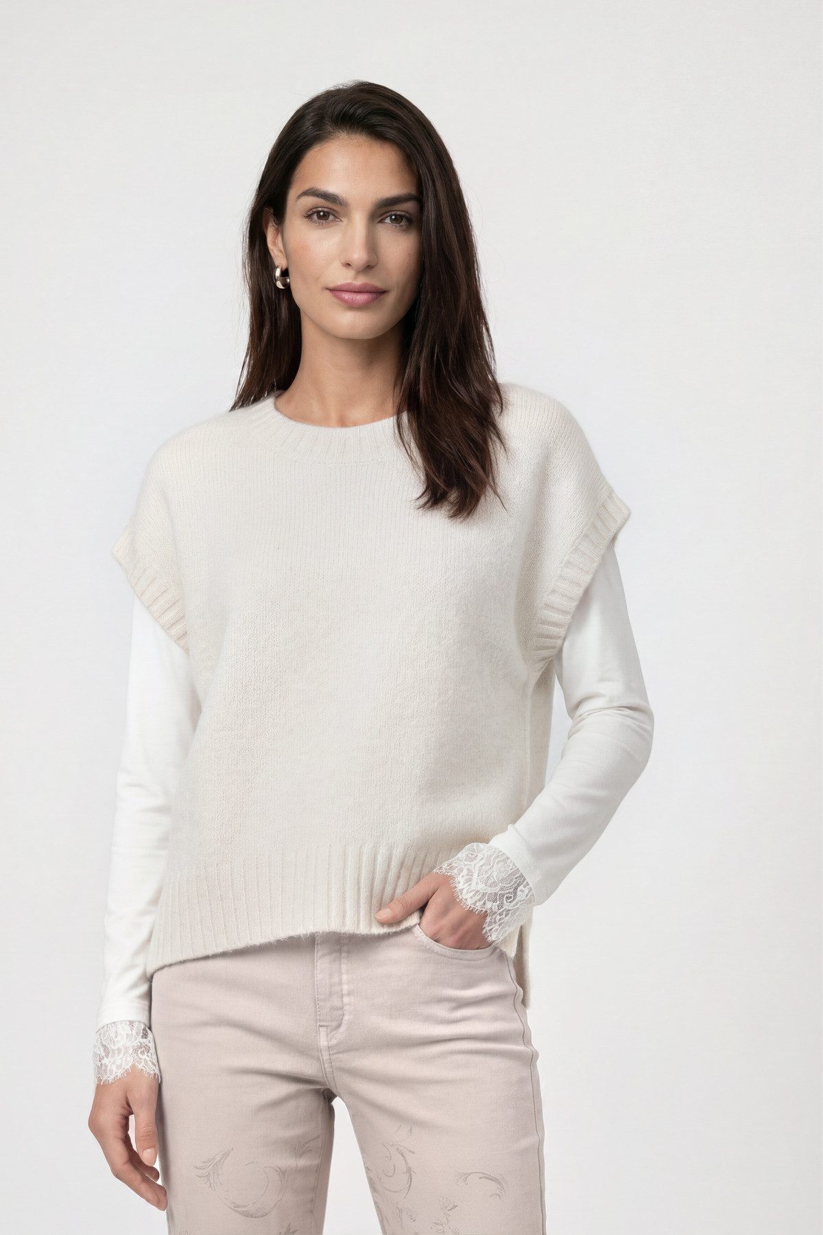 Monari Pullunder Pullunder Lurex Regular fit mit Strickbund