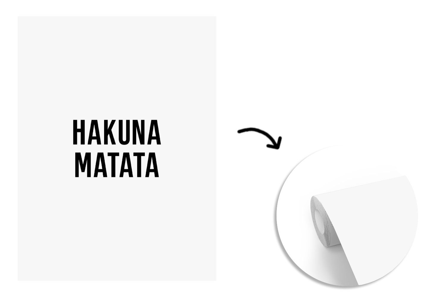matata Vinyl Wohnzimmer, - Hakuna Baby Tapete für - Wandtapete bedruckt, Kinder Zitate - Matt, MuchoWow - (4 Text, St), Montagefertig Fototapete