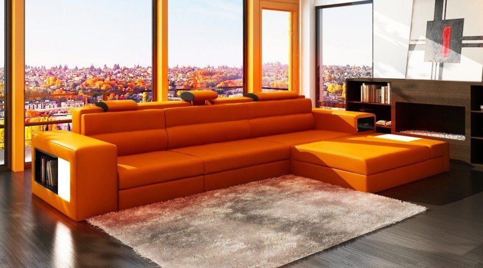 Modern Wohnlandschaft Sofa Couch Eck Design Ledersofa Ecksofa, JVmoebel Ecksofa