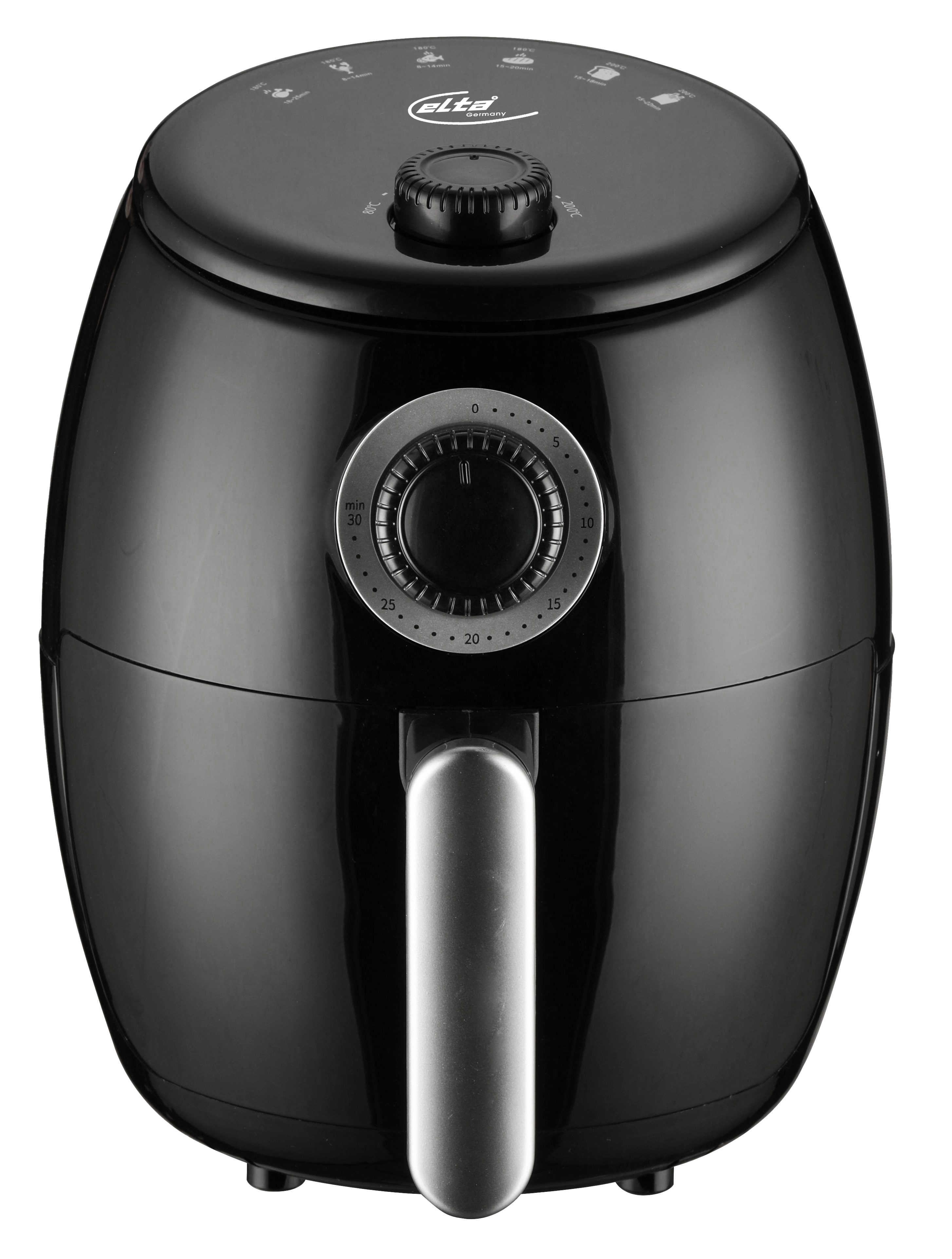 Elta Heißluftfritteuse, 1000 W, 2 Liter Fassungsvermögen, 30 Minuten Timer, automatische Abschaltung