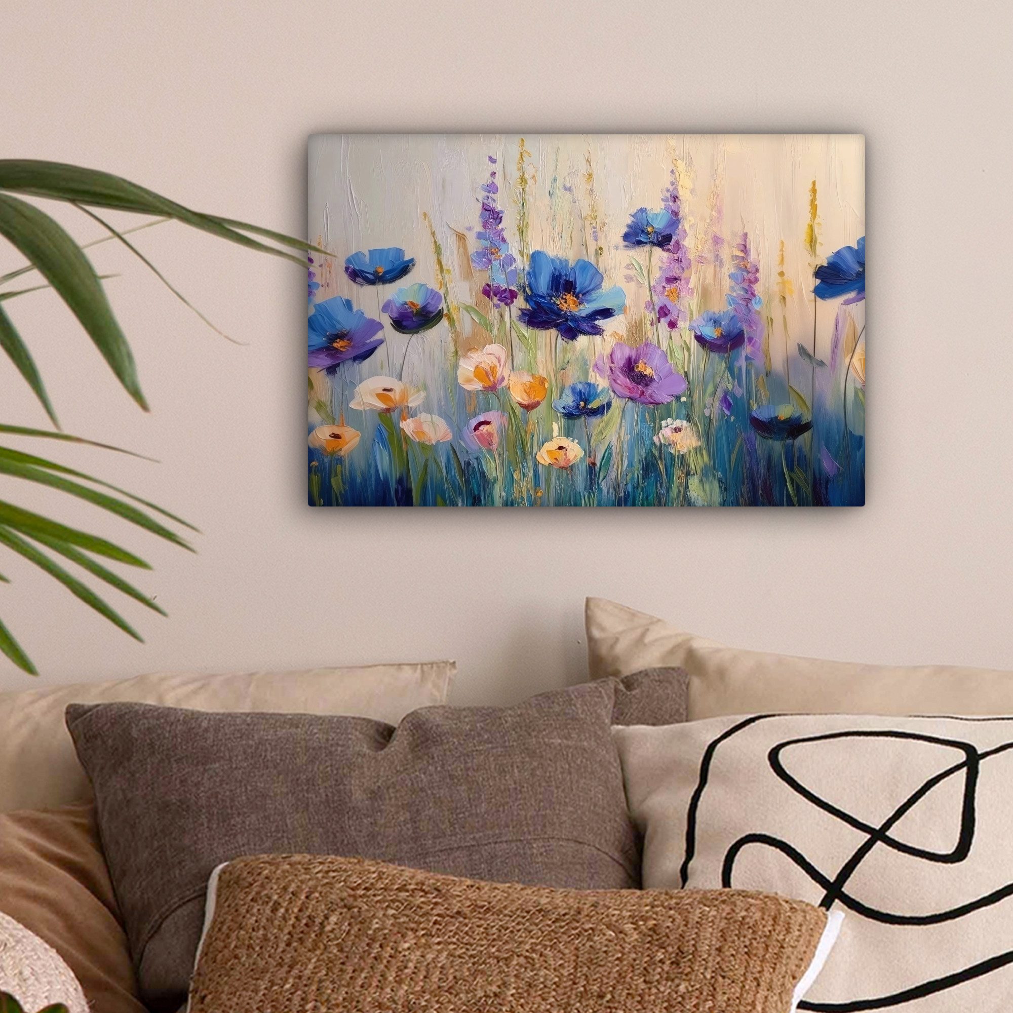 OneMillionCanvasses® Leinwandbild Sommer - Wildblumen - Pinselstriche, Foto günstig online kaufen