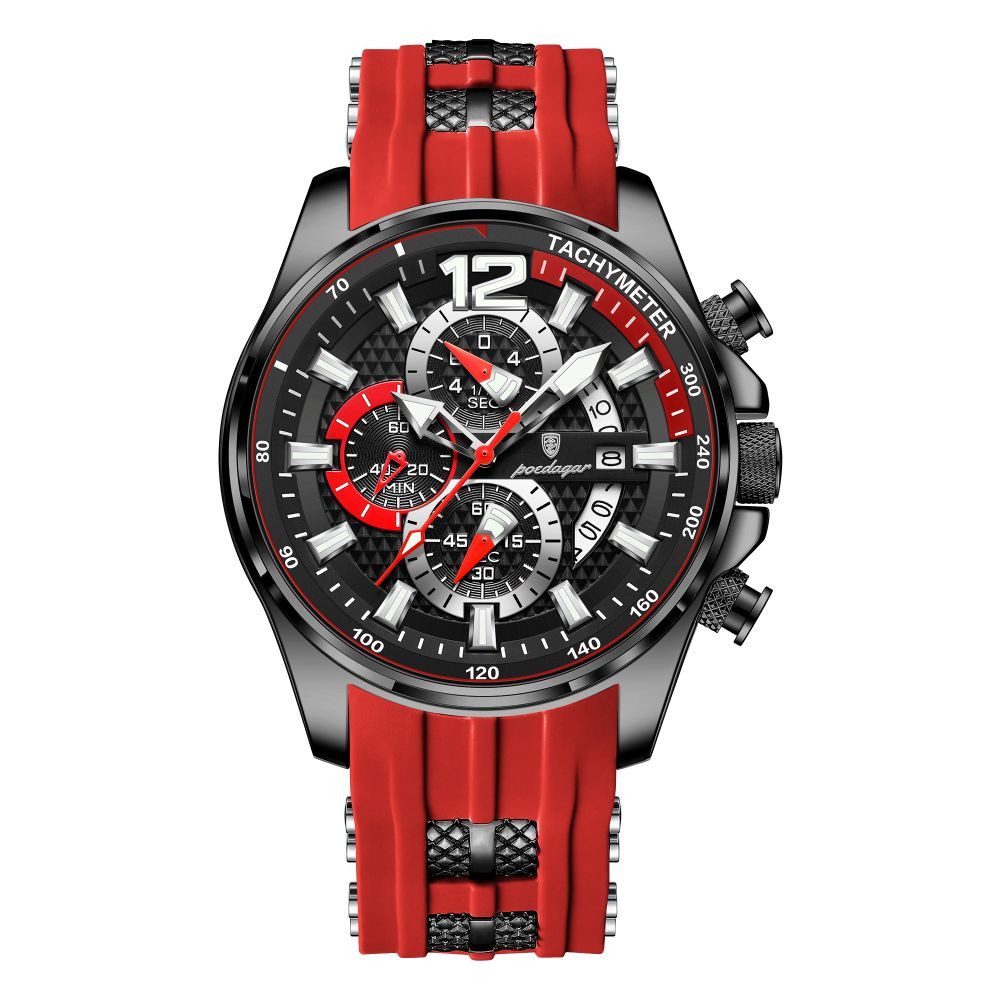 POEDAGAR Quarzuhr POEDAGAR Herren Uhr Chronograph – 898, Sportlich, Silikonband