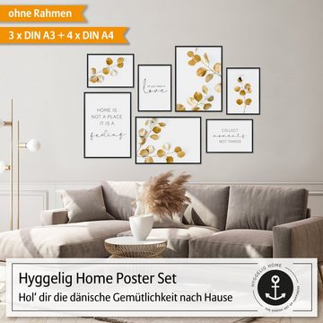 Hyggelig Home Poster, Emotionen (Set, 7 St), Knickfreie Lieferung Qualitätsdruck Dickes Papier