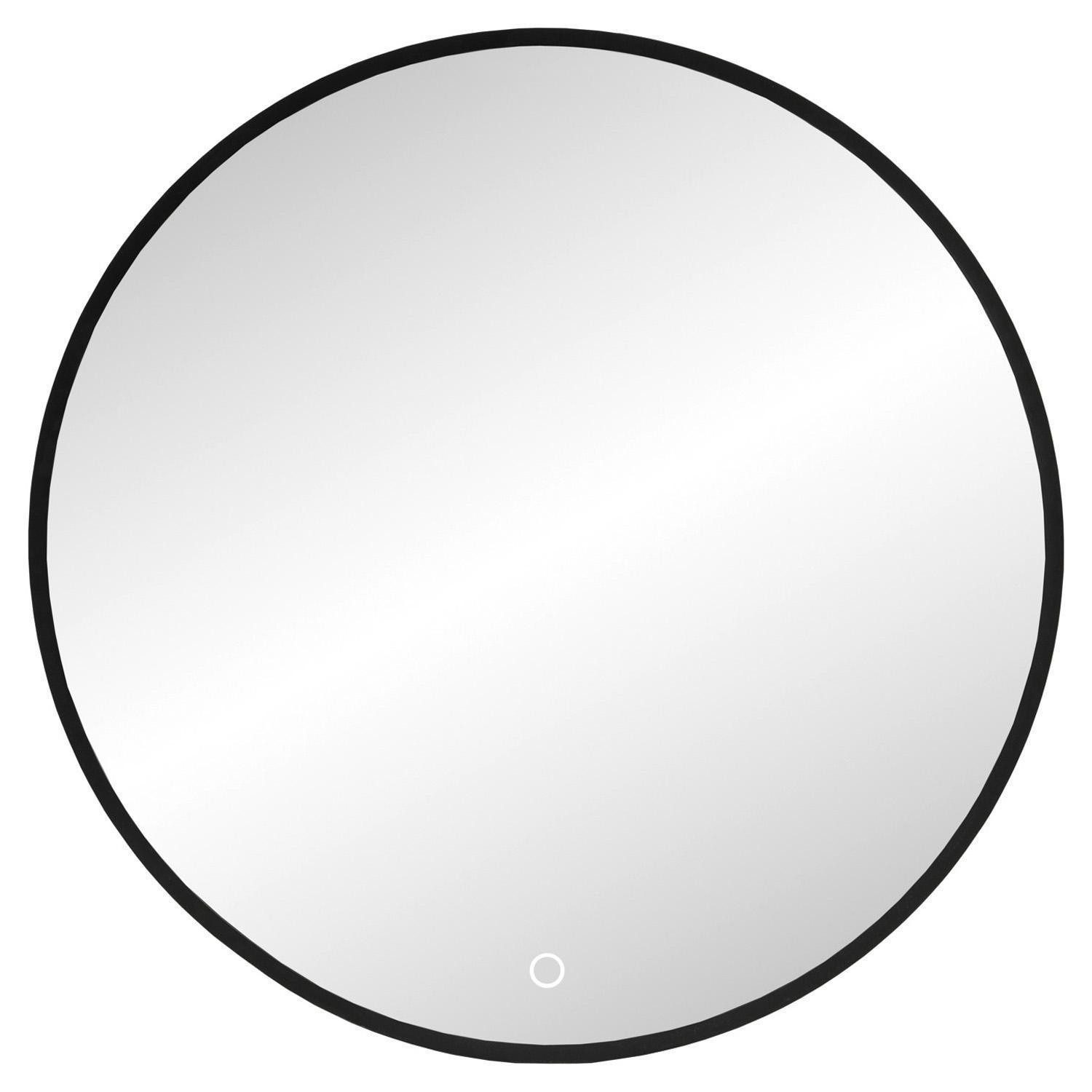 Vito Badspiegel KEYTO, Ø 80 cm, Schwarz, Glas, Metallrahmen, mit LED-Beleuchtung