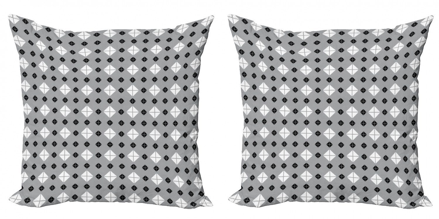 Kissenbezüge Modern Accent Doppelseitiger Digitaldruck, Abakuhaus (2 Stück), grau Geometric Großer kleine Diamanten