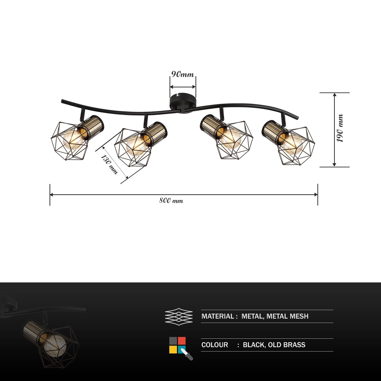 Globo Deckenleuchte GLOBO Deckenleuchte Deckenlampe Gitter Schlafzimmer Wohnzimmer