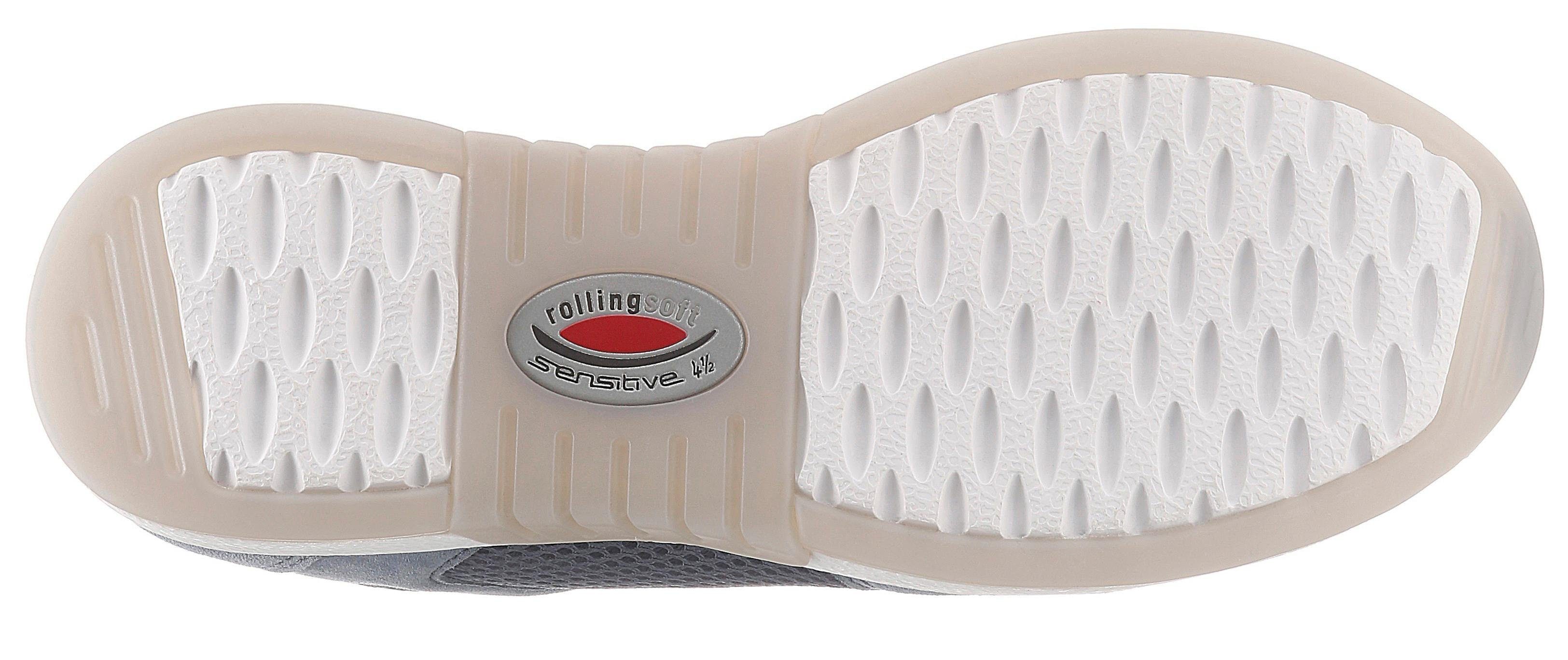 Gabor Rollingsoft Keilsneaker Materialmix im sommerlichem graublau