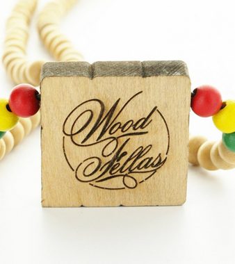 WOOD FELLAS Halsband WOOD FELLAS Holz-Kette coole Hals-Schmuck mit Holz-Anhänger One Love Necklace Beige
