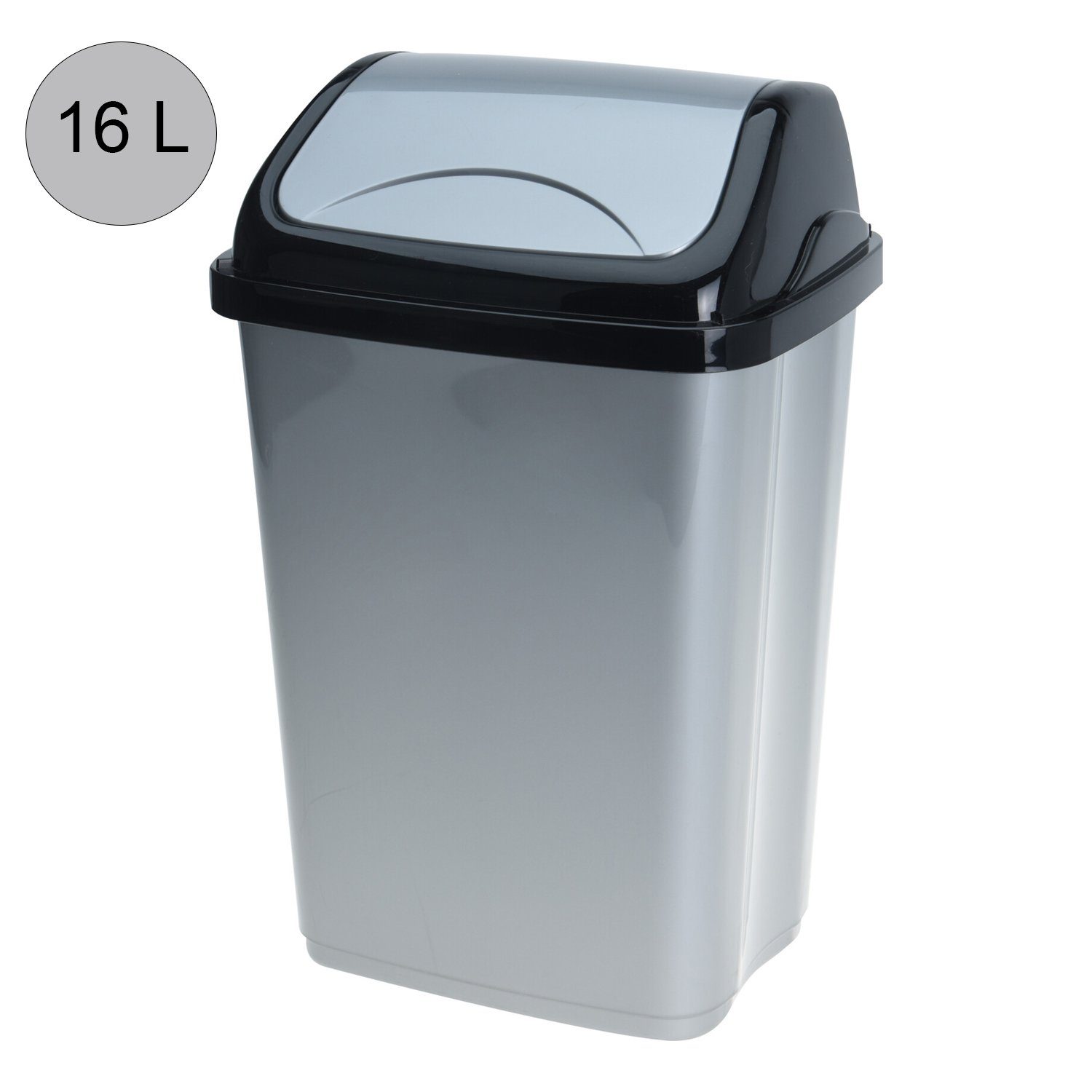 Abfalleimer Mojawo Aschenbecher Kunststoff Anthrazit Müllbehälter Schwingdeckeleimer Mülleimer aus