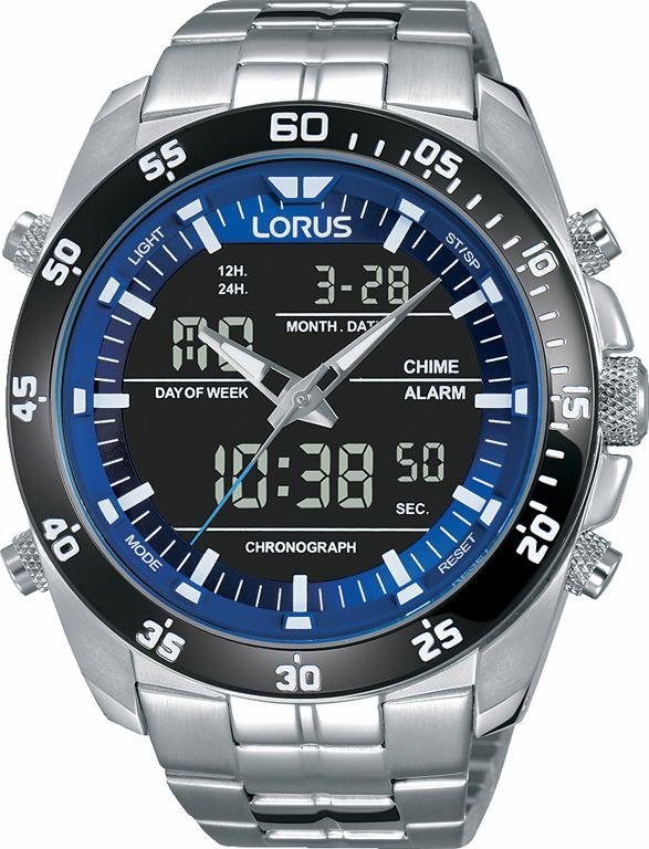 LORUS Chronograph RW629AX5, Armbanduhr, Quarzuhr, Herrenuhr, Stoppfunktion, digital, Datum