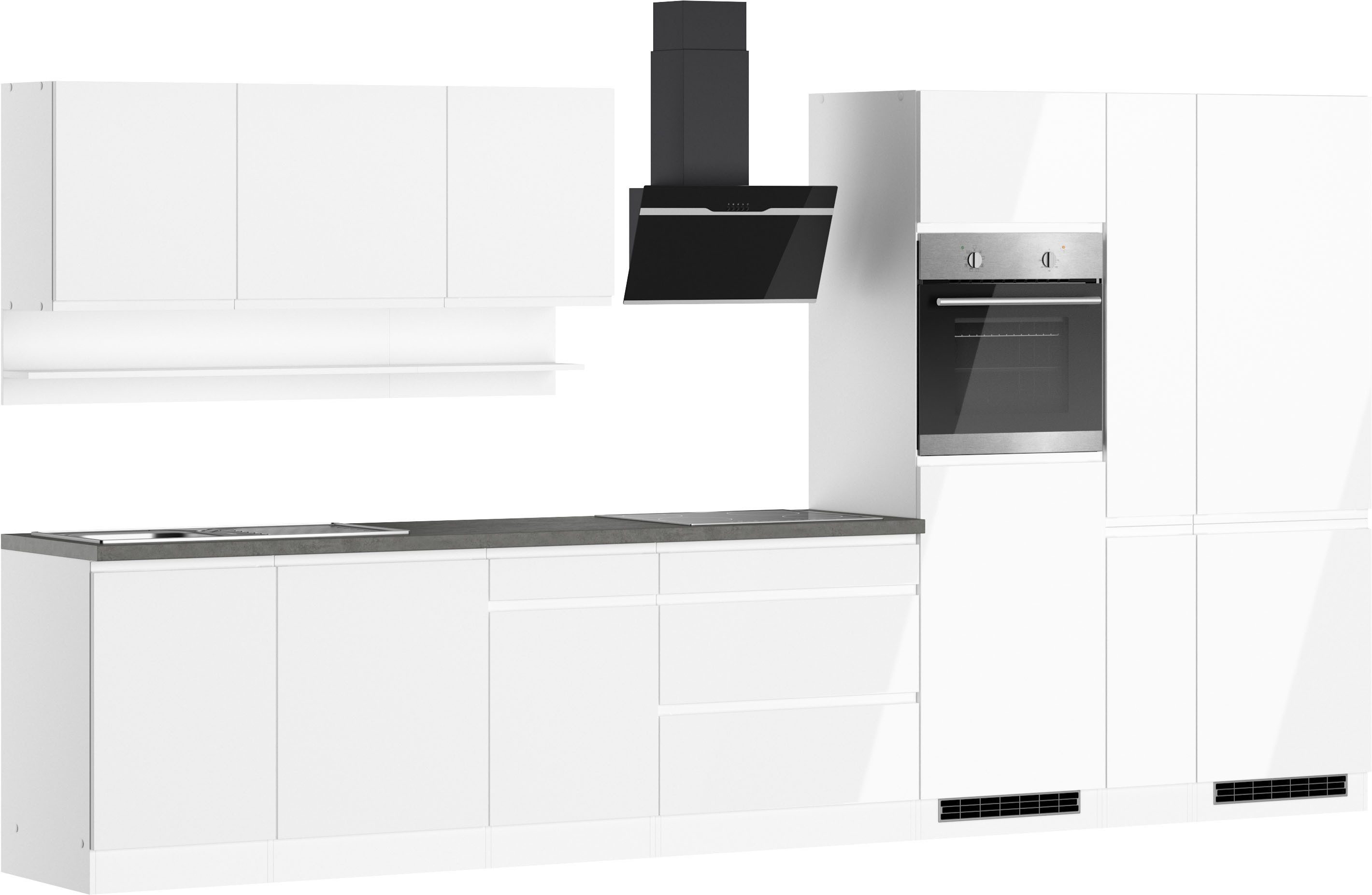 KOCHSTATION Küchenzeile KS-Virginia,neu in verbesserter Ausführung, Breite 390 cm, Soft-Close, ohne E-Geräte