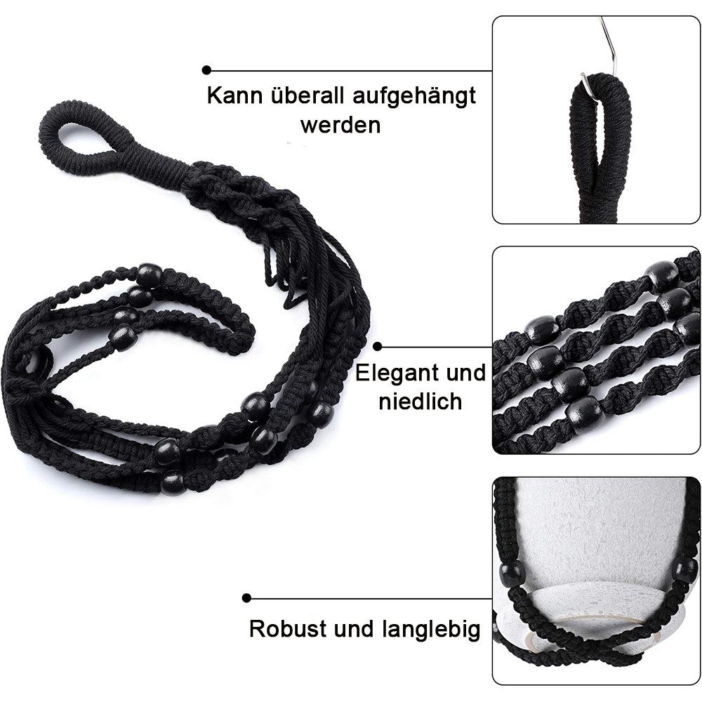 TUWENA Blumenampel 2-teiliges Pflanzenregal mit 4 Haken, gewebter Blumenampel