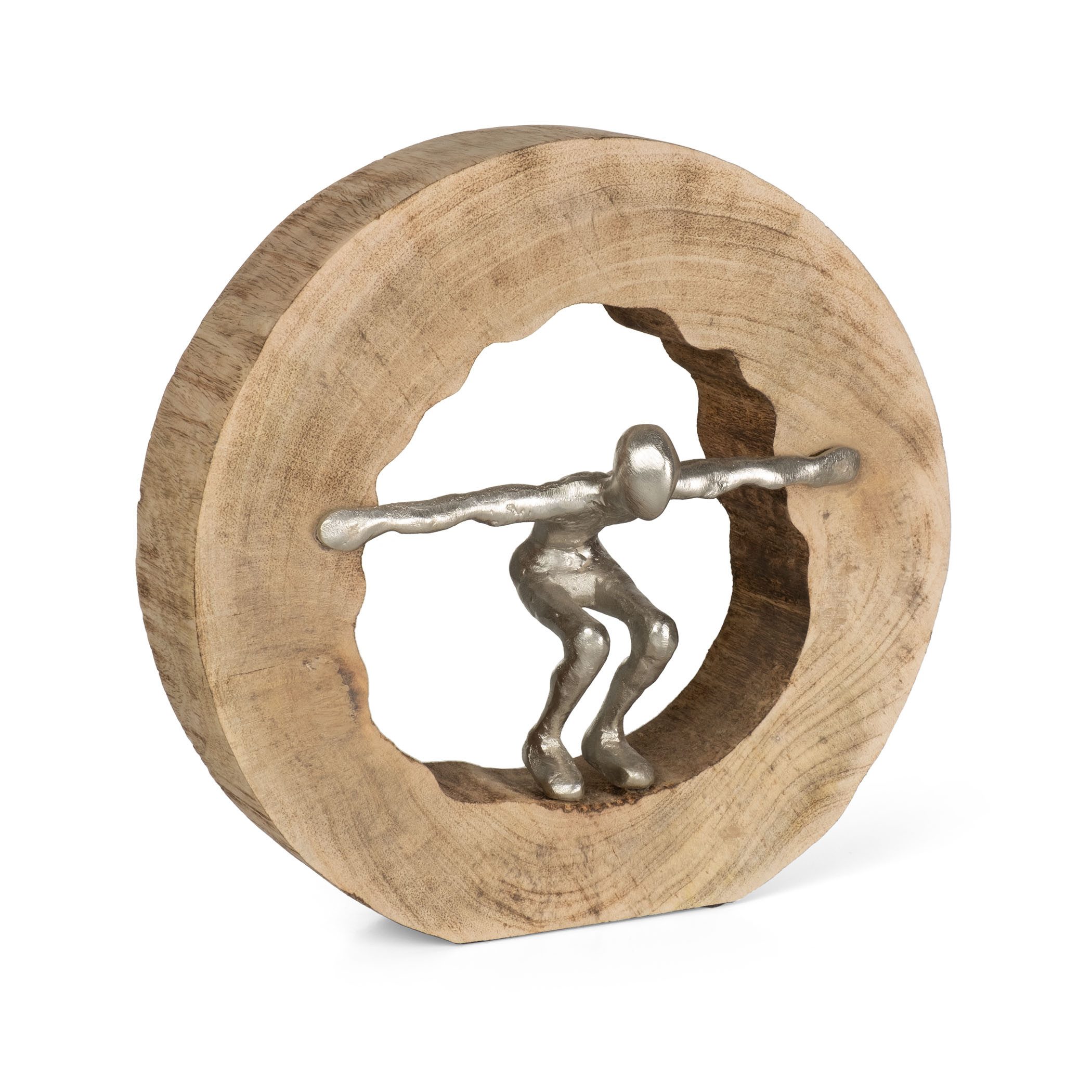 Moritz Skulptur Skulptur Wage den Sprung silber, Holz, Tischdeko, Fensterdeko, Wanddeko, Holzdeko, Weihnachtsdeko