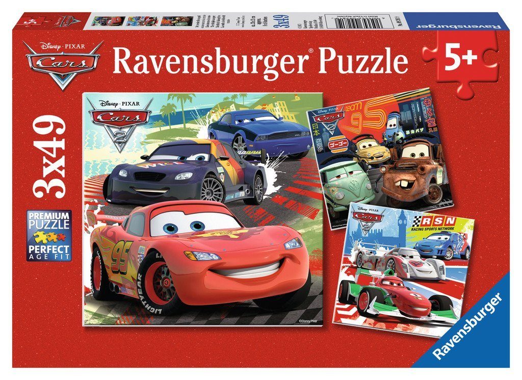 49 09281, Teile Puzzleteile 3 Ravensburger Puzzle Weltweiter Rennspaß Puzzle 49 Cars Pixar Kinder Disney x