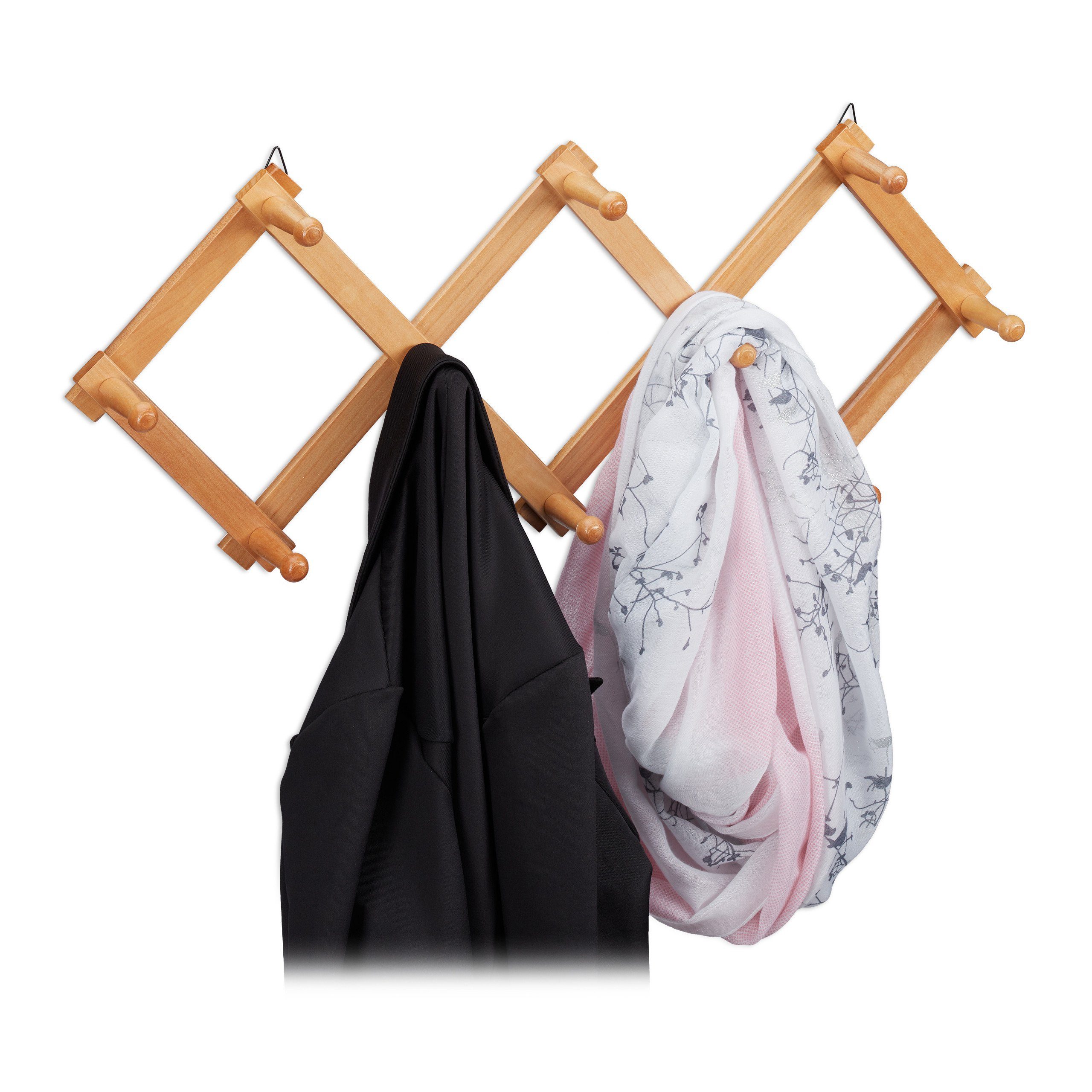 relaxdays Wandgarderobe Holz faltbar, Natur günstig online kaufen