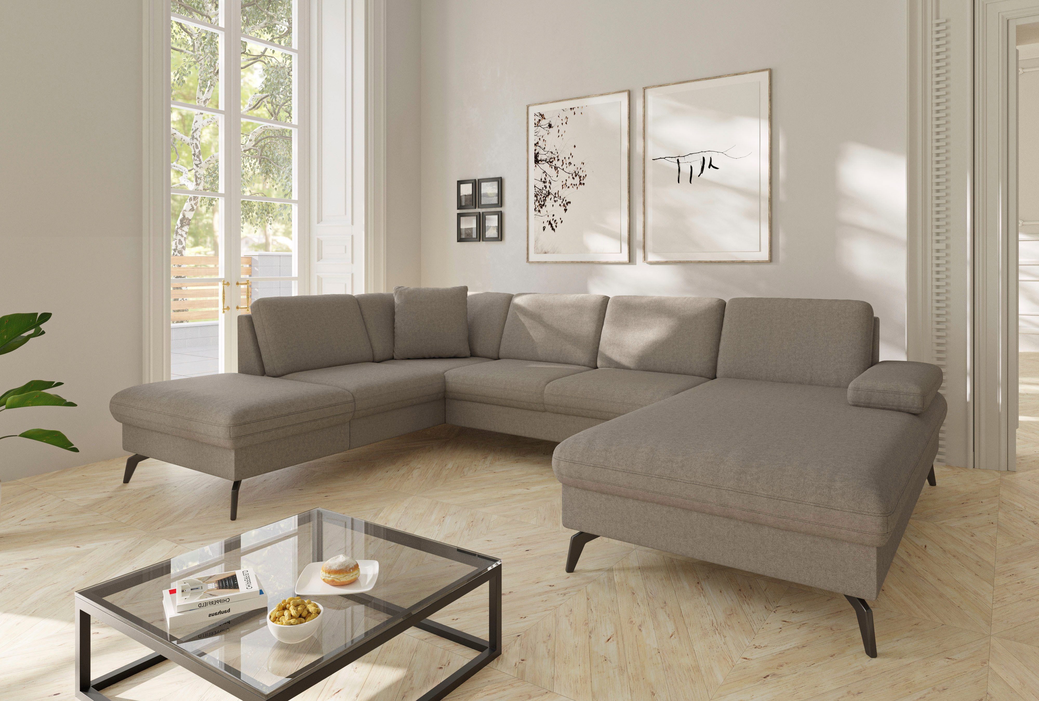 sit&more Wohnlandschaft Morris Jubi U-Form, B: 300 cm, mit Armteilfunktion & 1 Zierkissen, optional Bettfunktion