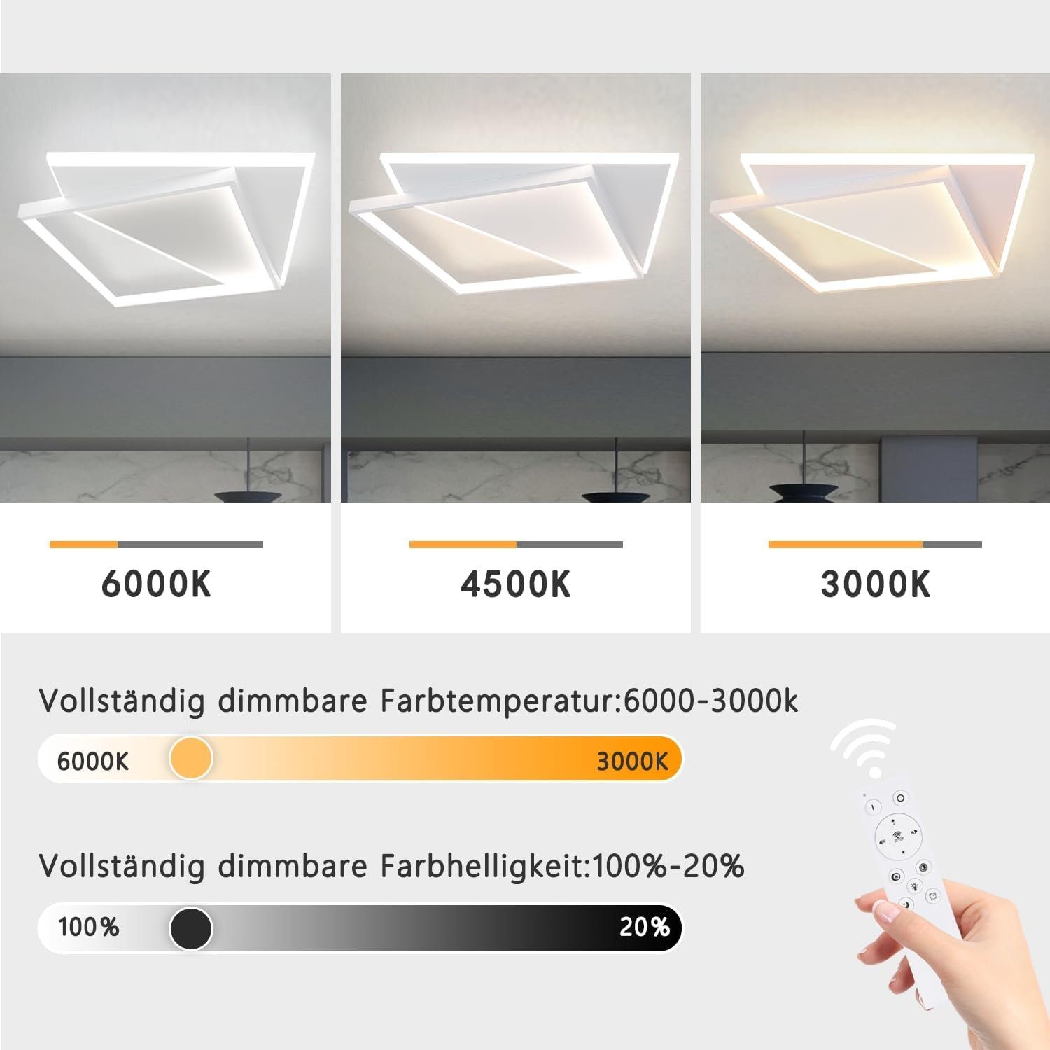 ZMH LED Deckenleuchte Modern Design Quadraten, günstig online kaufen