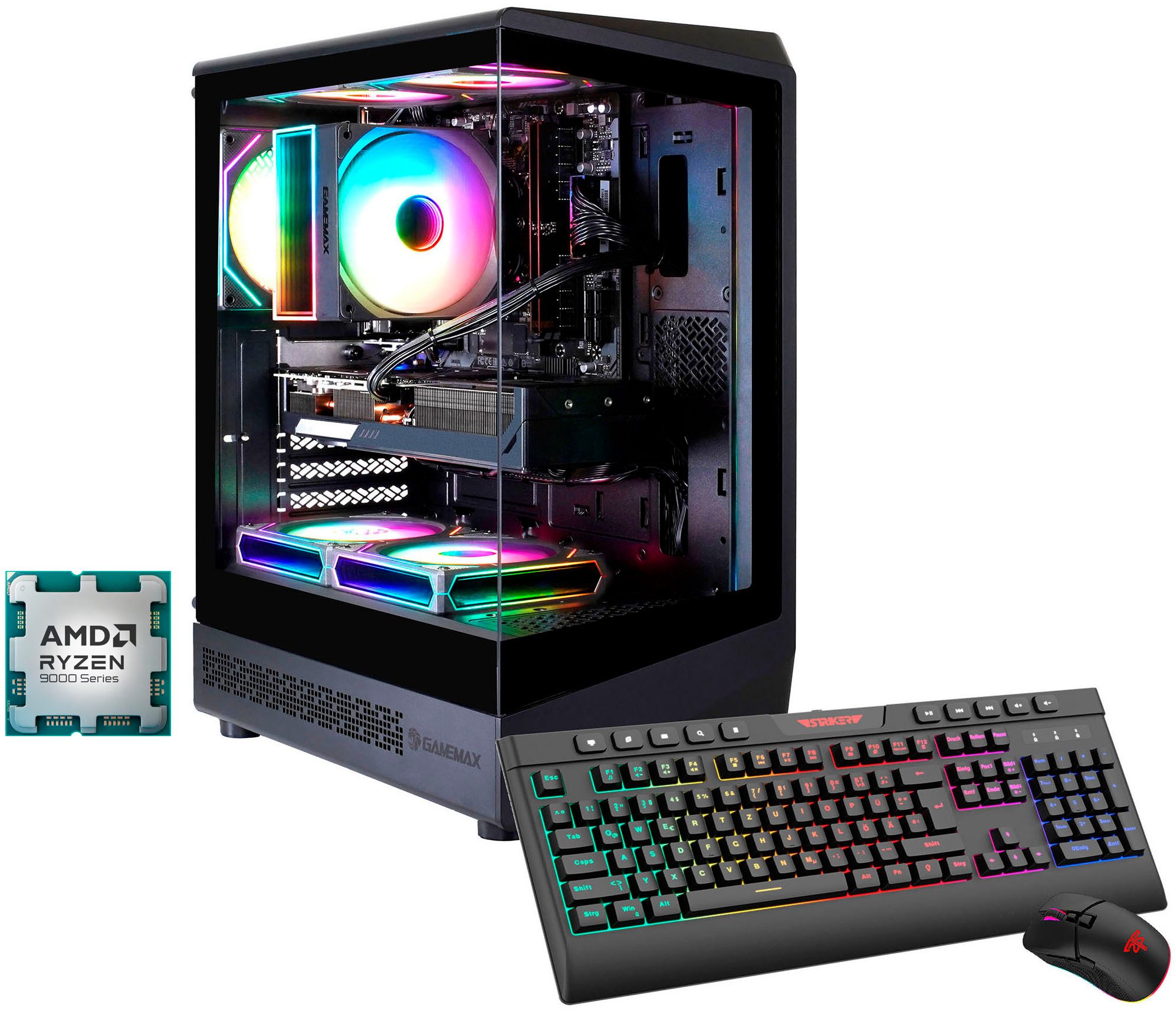 GAMEMAX VISTA COC AB 8194 AMD Ryzen 7 9700X 32GB DDR5 1TB SSD RX 9070 XT Gaming-PC (AMD Ryzen 7 9700X, RX 9070 XT, 32 GB RAM, 1000 GB SSD, Luftkühlung aktiv, Windows 11, DDR5 RAM)