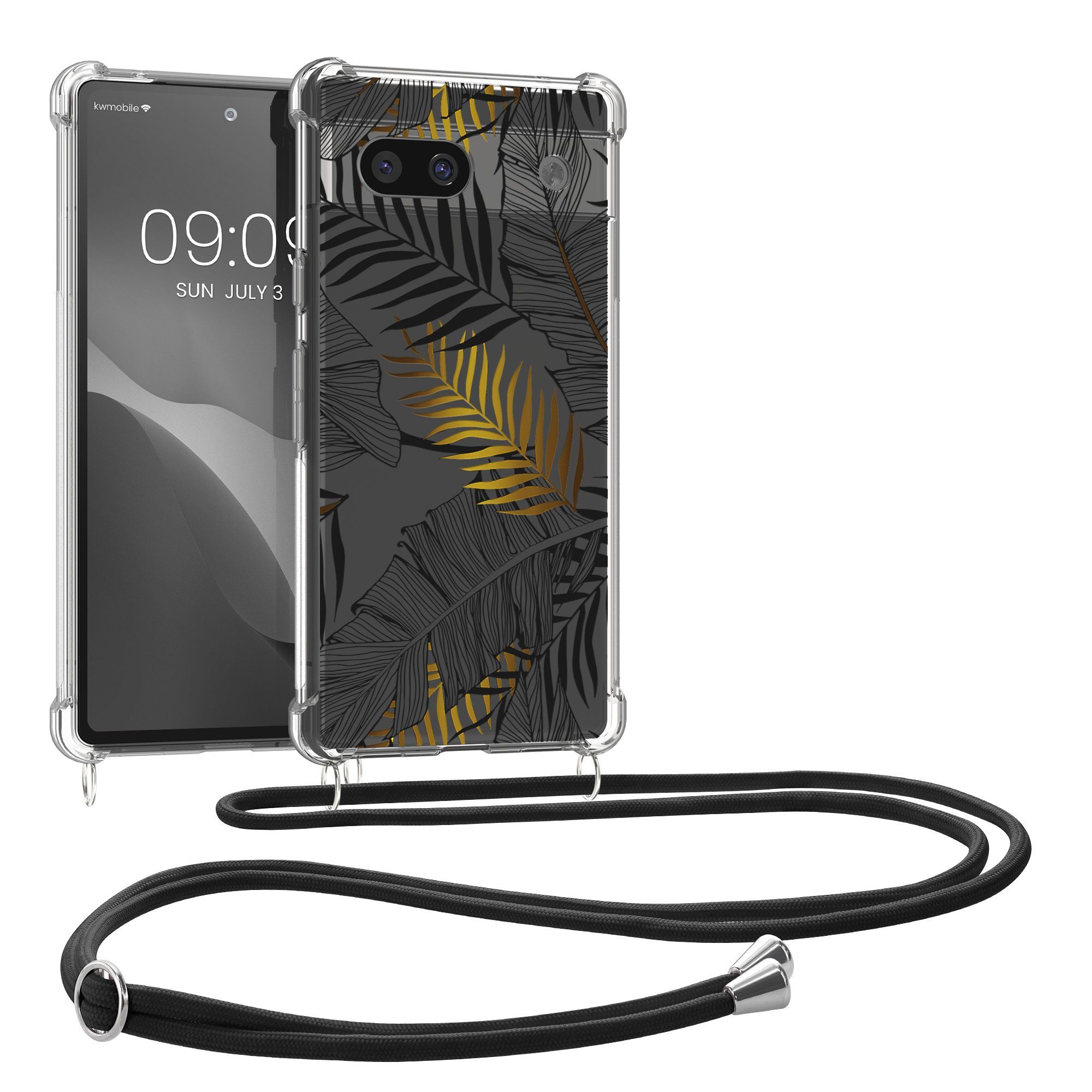 kwmobile Etui Hülle für Google Pixel 7a, Silikon Handyhülle mit Kette - Handykette Handyband