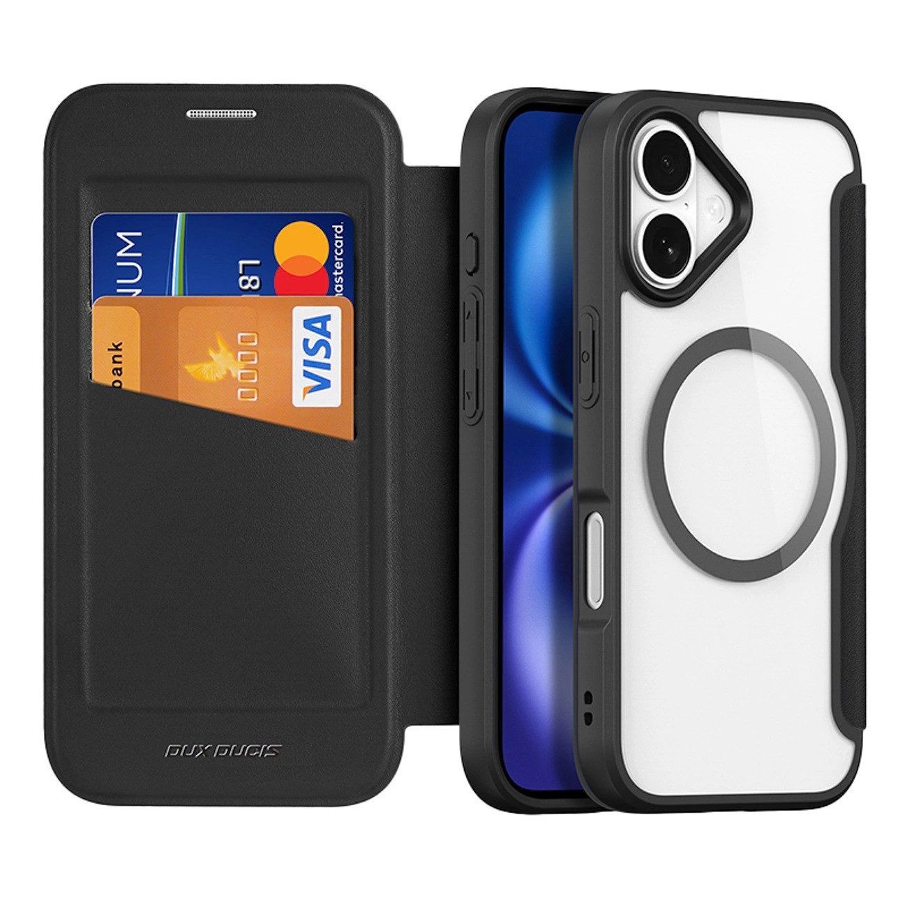IPhone 14 Hülle Mit RFID-Schutz & Ständer – PU-Leder, 3 Kartenfächer, Magnetisch, Blau