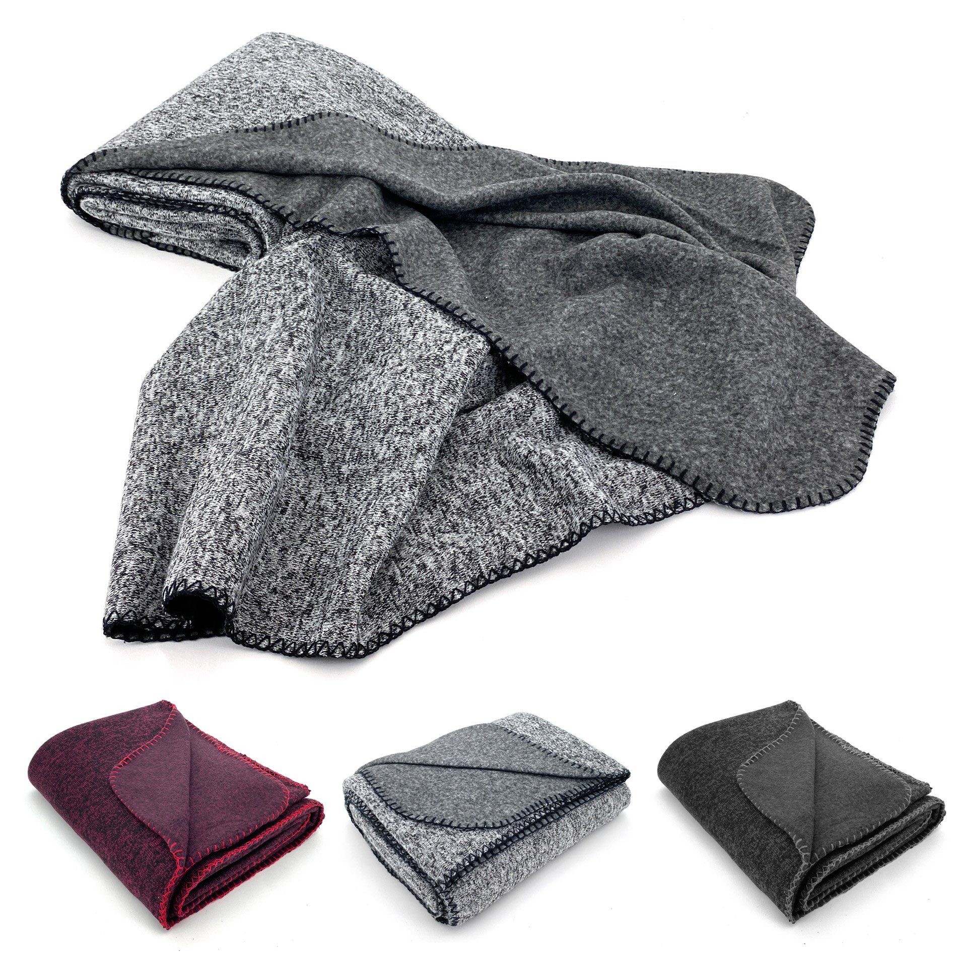 Wohndecke Strick Kuscheldecke Super Soft Fleece Sofadecke, heimtexland, Premium Qualität I meliert I 150x200 I Grau