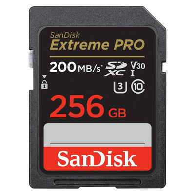 Sandisk SDXC Extreme PRO, 2 Jahre RescuePRO Deluxe Speicherkarte (256 GB, UHS Class 3, 200 MB/s Lesegeschwindigkeit)