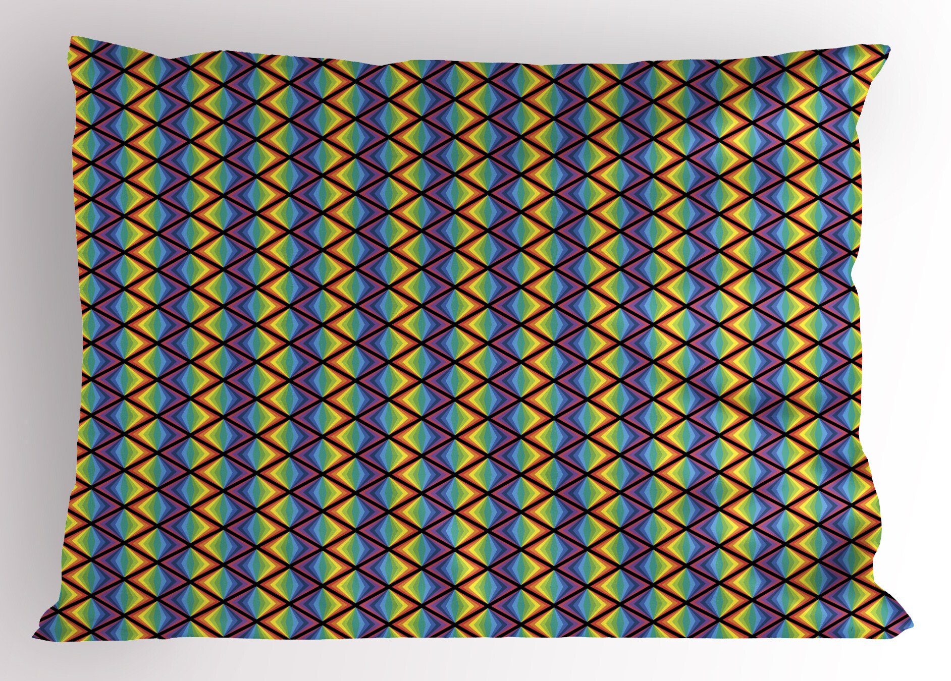 Kissenbezüge Dekorativer Standard King Size Gedruckter Kissenbezug, Abakuhaus (1 Stück), Regenbogen Mehrfarbige Triangles Kunst