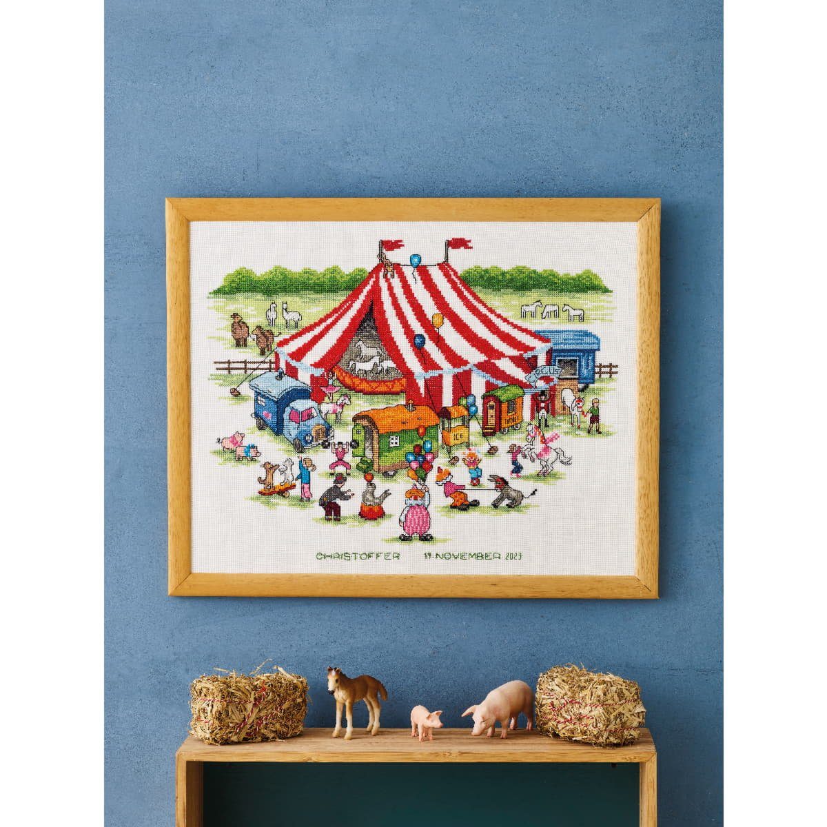 Permin Kreativset Permin Kreuzstich Stickpackung "Zirkus", Zählmuster, 43x34cm, (embroidery kit by Marussia)